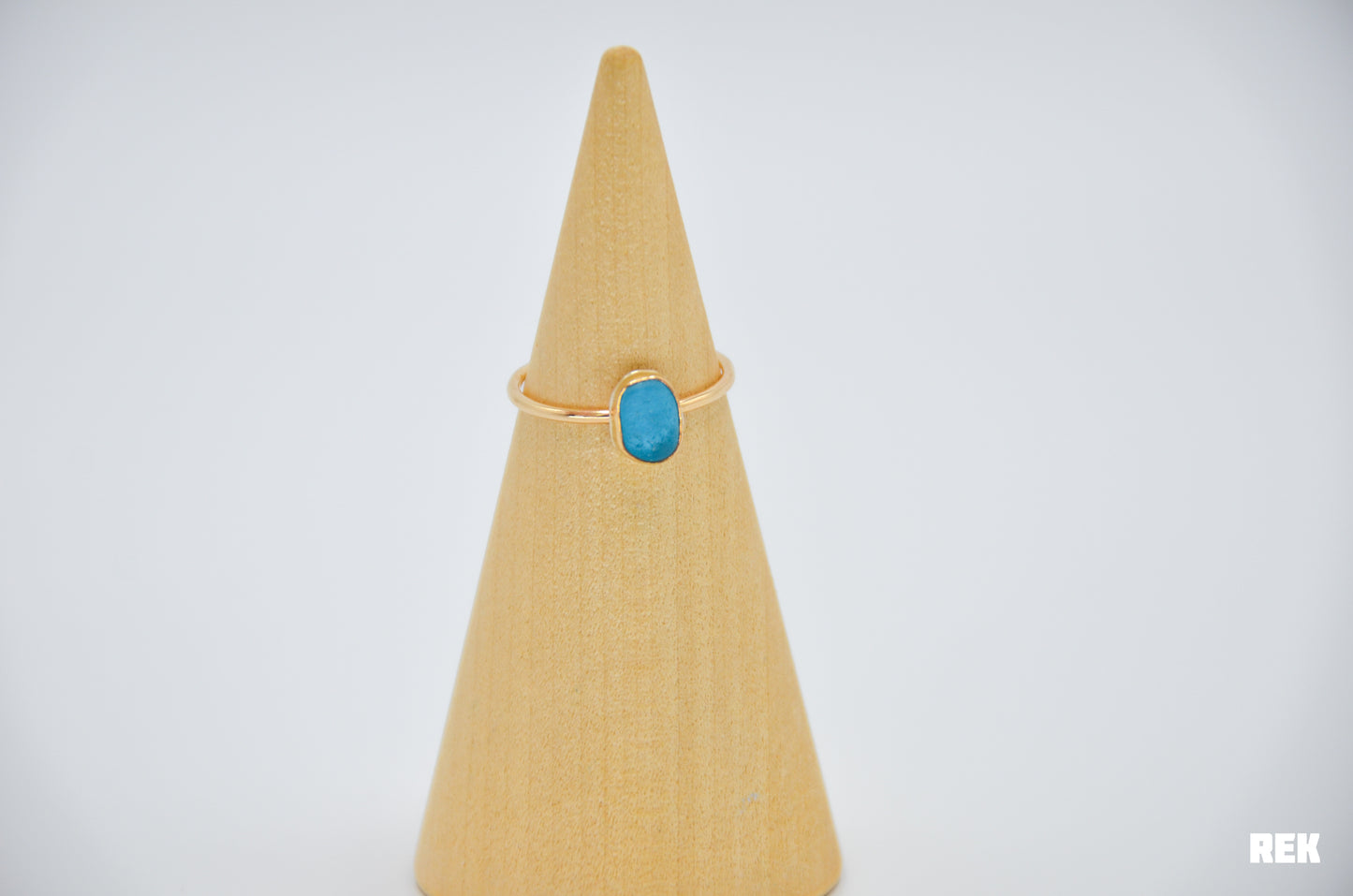 Gold Fill Bright Turquoise Sea Glass Size 7.75