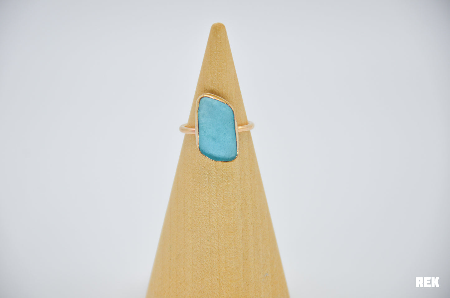 Gold Fill XL Aqua Sea Glass Size 6.5