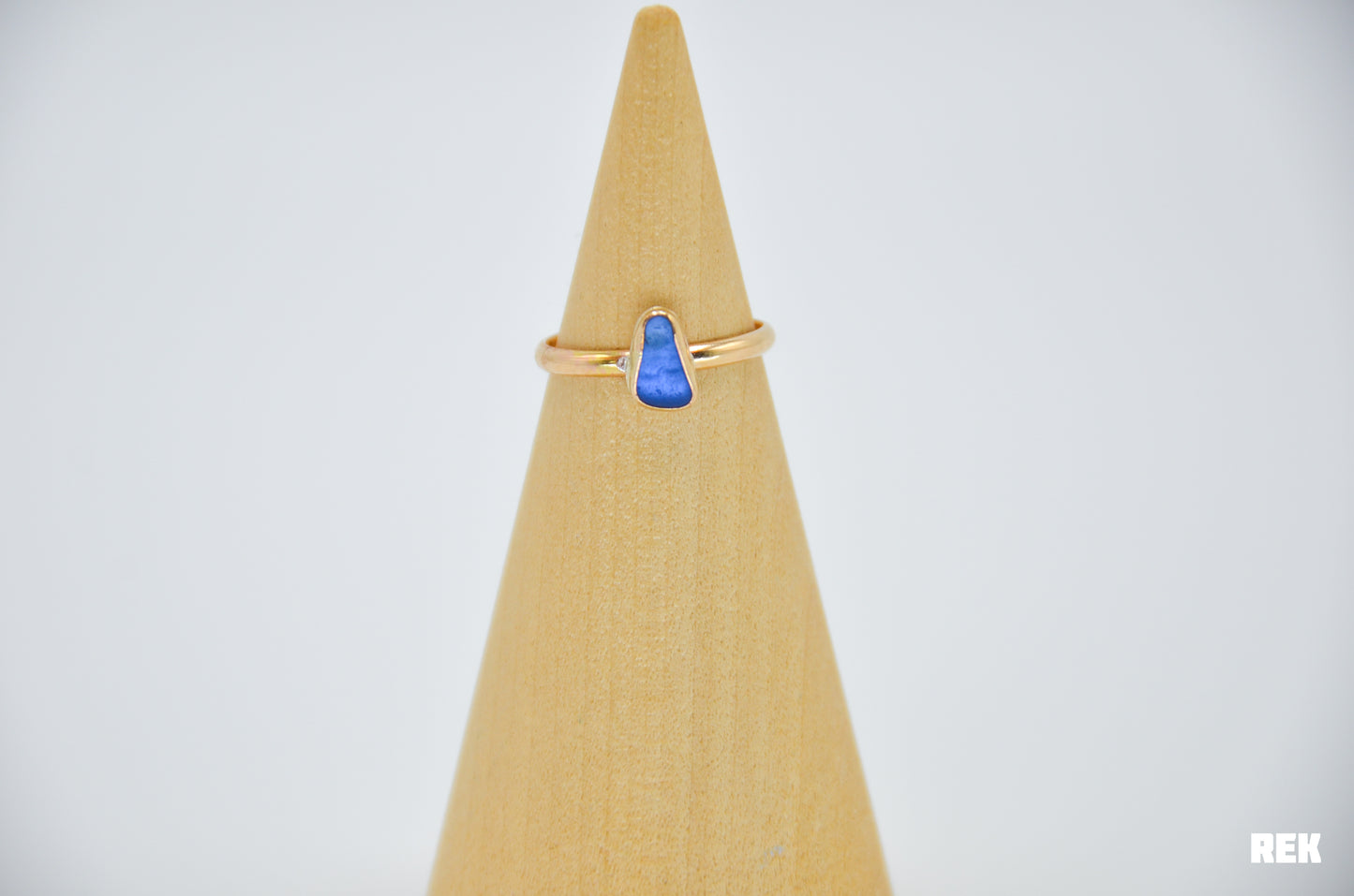 Gold Fill Cornflower Sea Glass Size 6.75