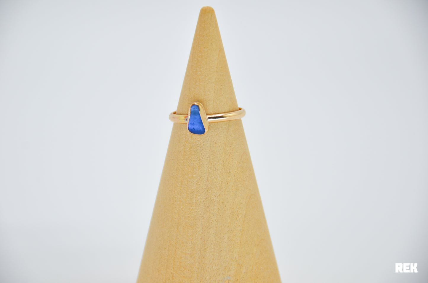 Gold Fill Cornflower Sea Glass Size 6.75
