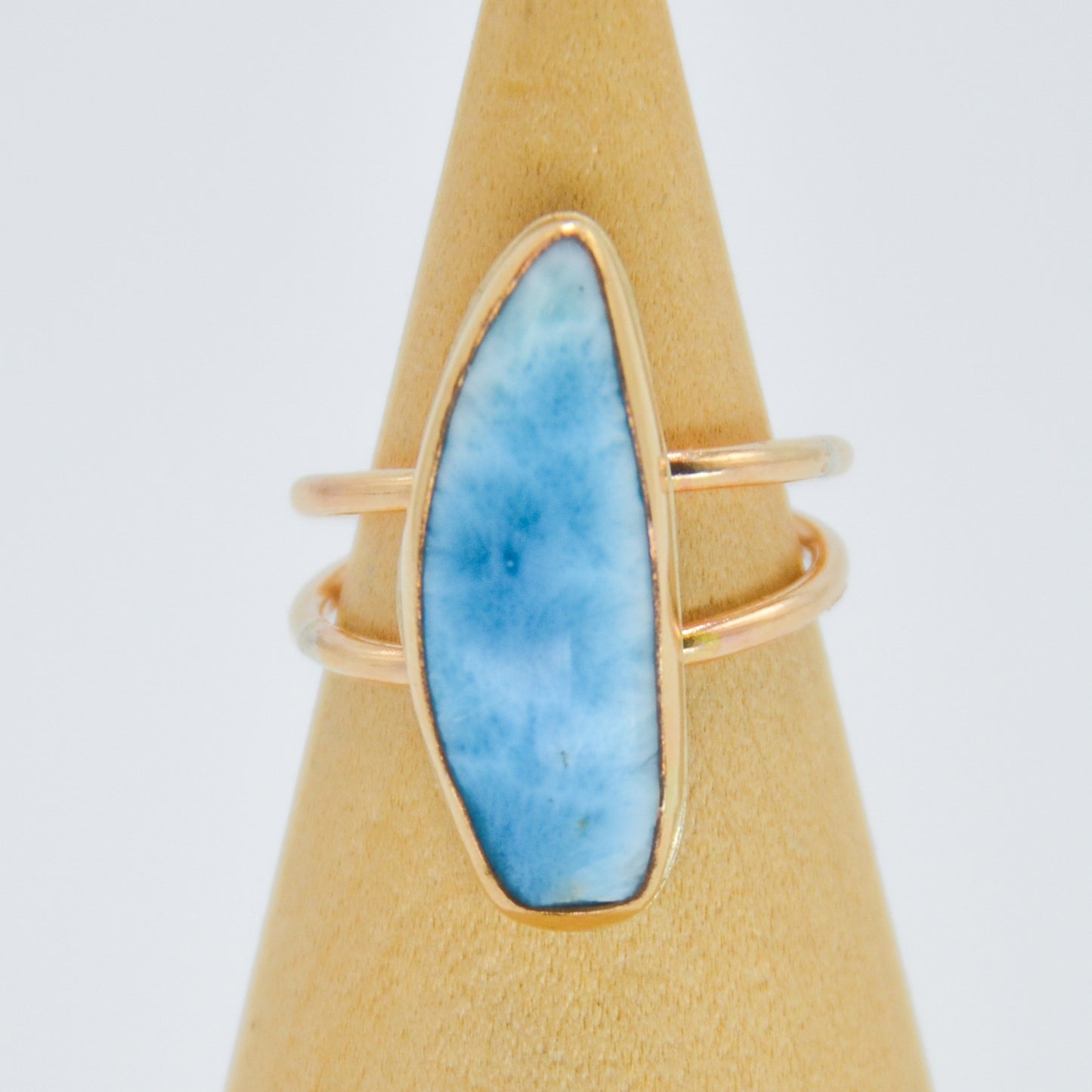 Gold Fill Double Band Larimar Size 7