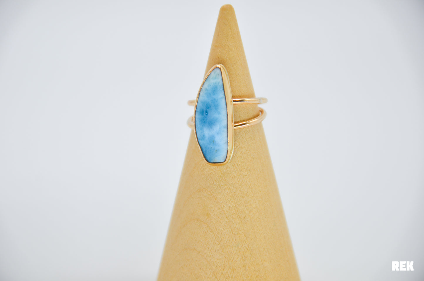Gold Fill Double Band Larimar Size 7