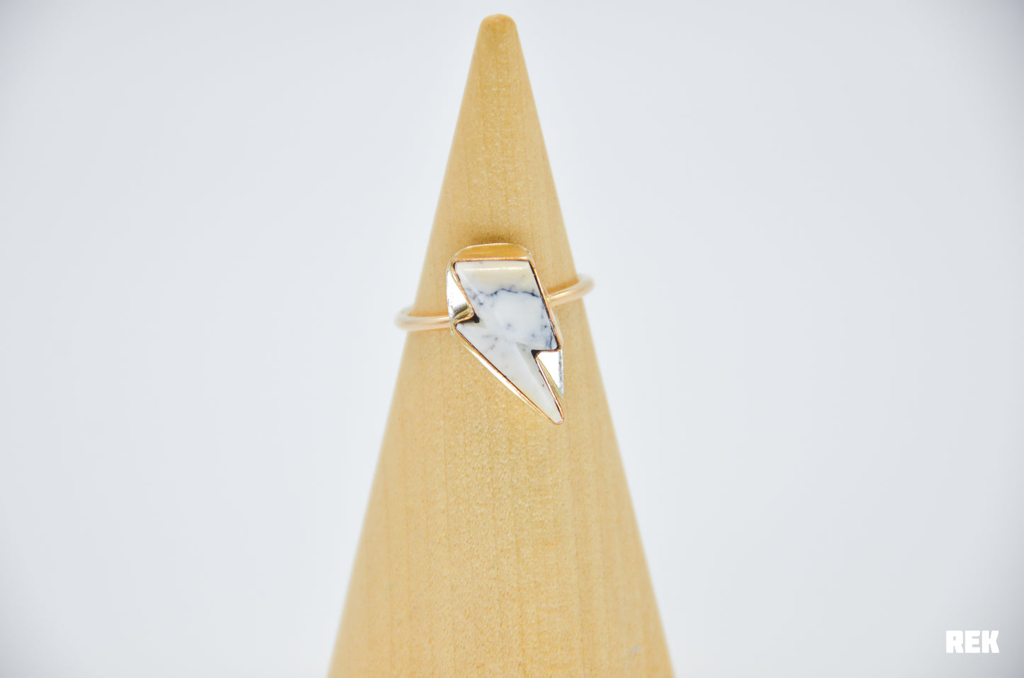 Gold Fill White Buffalo Lightning Bolt Size 8