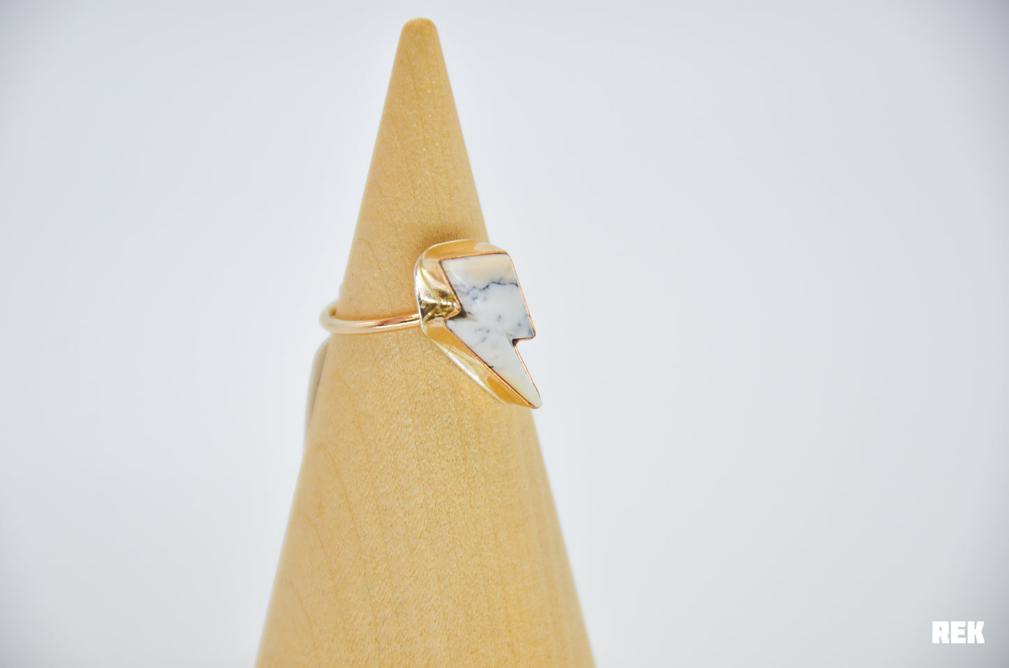 Gold Fill White Buffalo Lightning Bolt Size 8