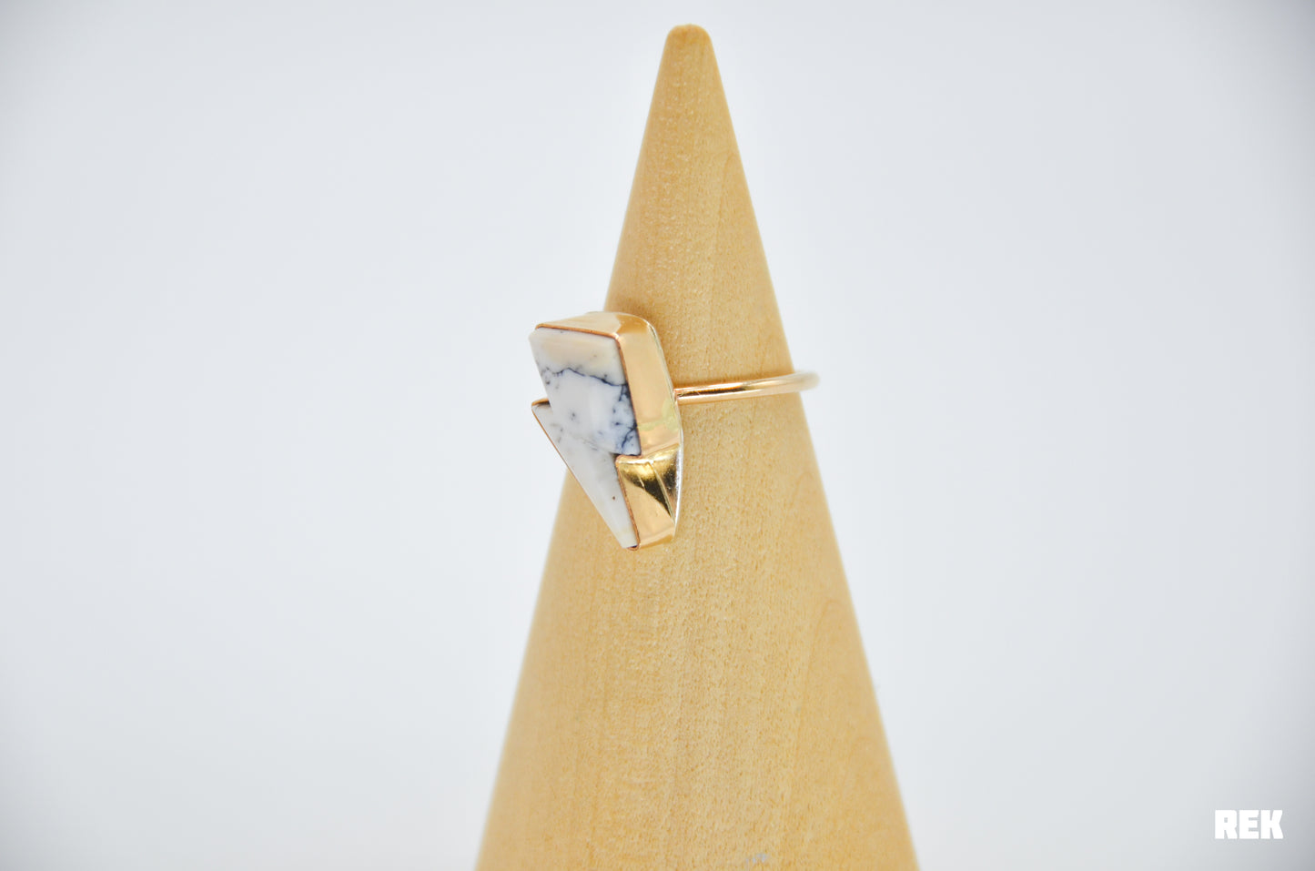 Gold Fill White Buffalo Lightning Bolt Size 8