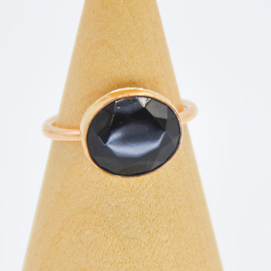 Gold Fill Rose Cut Onyx Size 6.5