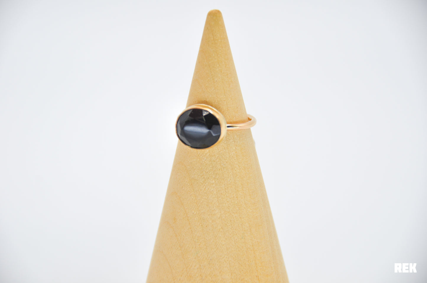 Gold Fill Rose Cut Onyx Size 6.5