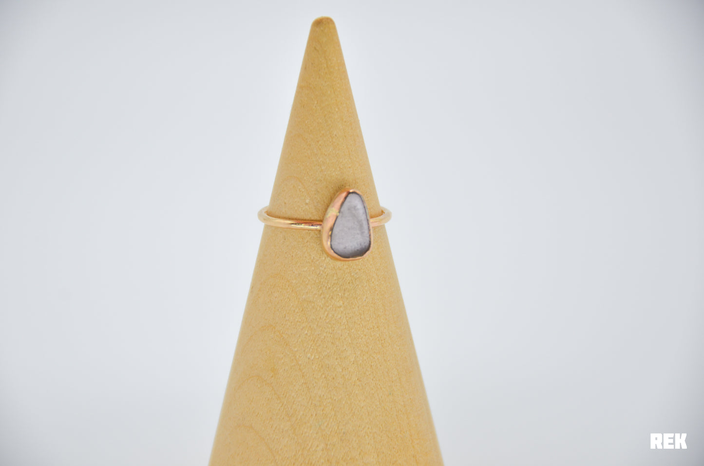 Gold Fill Lavender Sea Glass Size 7.5