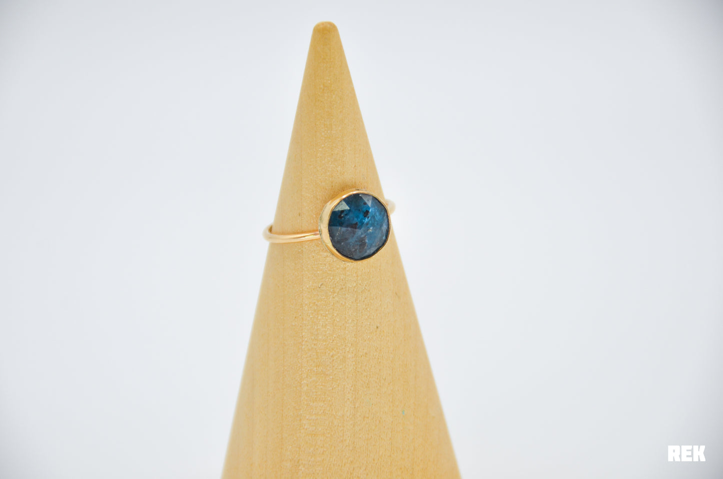 Gold Fill Rose Cut Teal Moss Kyanite Size 7.75