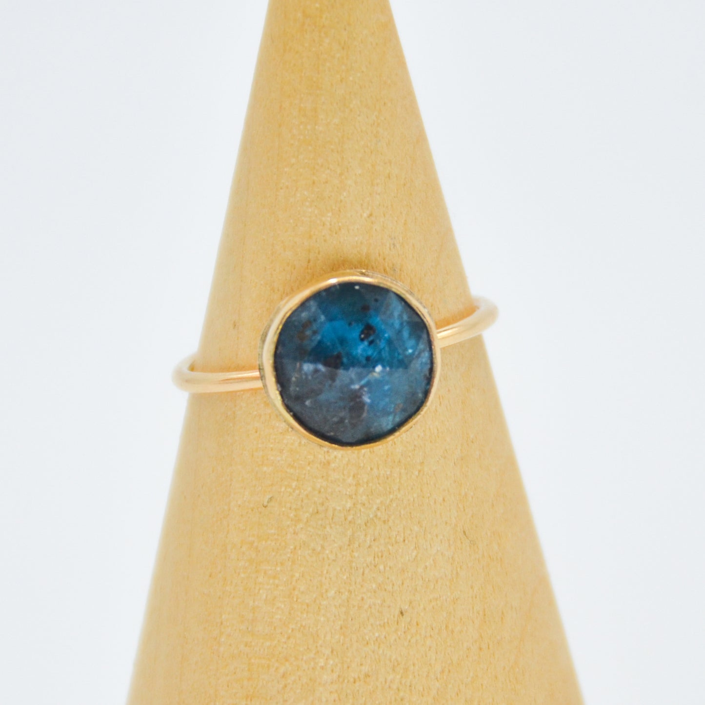 Gold Fill Rose Cut Teal Moss Kyanite Size 7.75