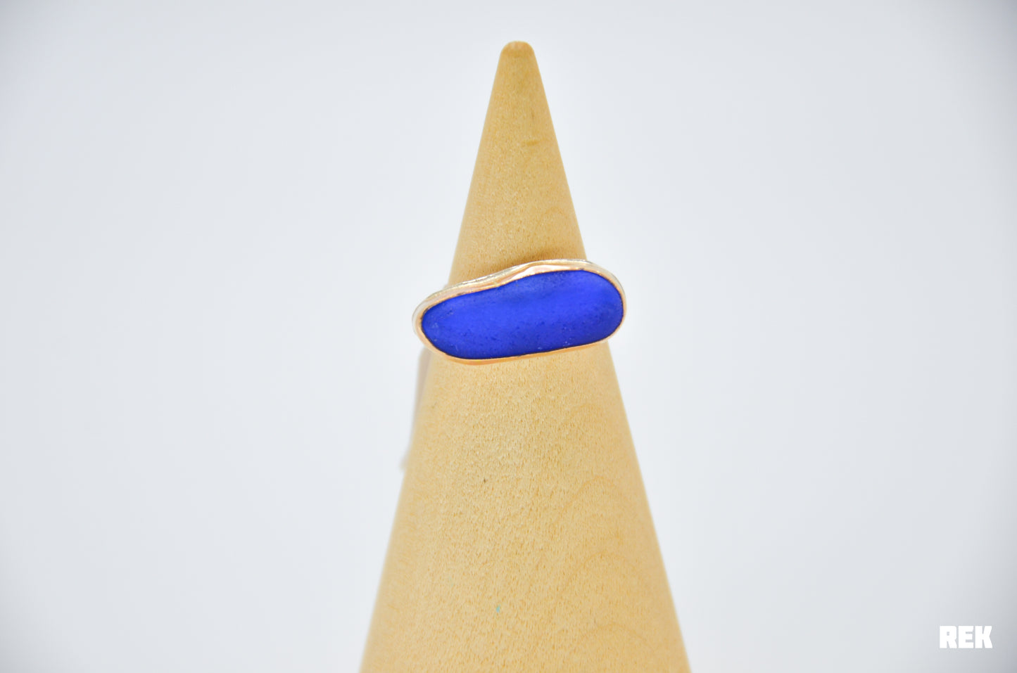Gold Fill Large Cobalt Sea Glass Size 6.5