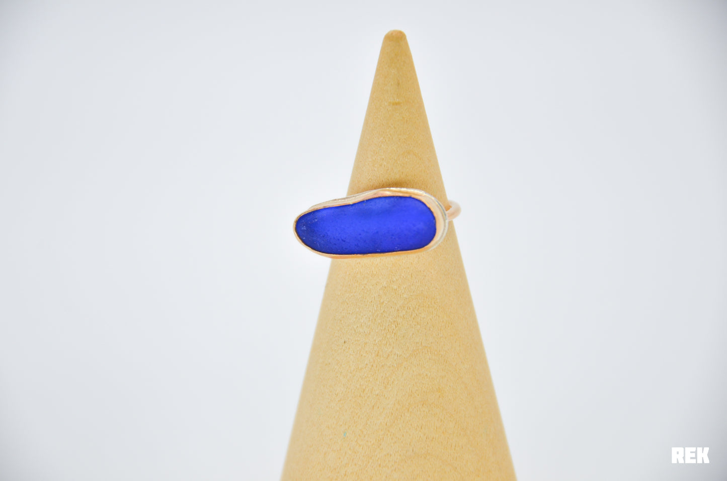 Gold Fill Large Cobalt Sea Glass Size 6.5