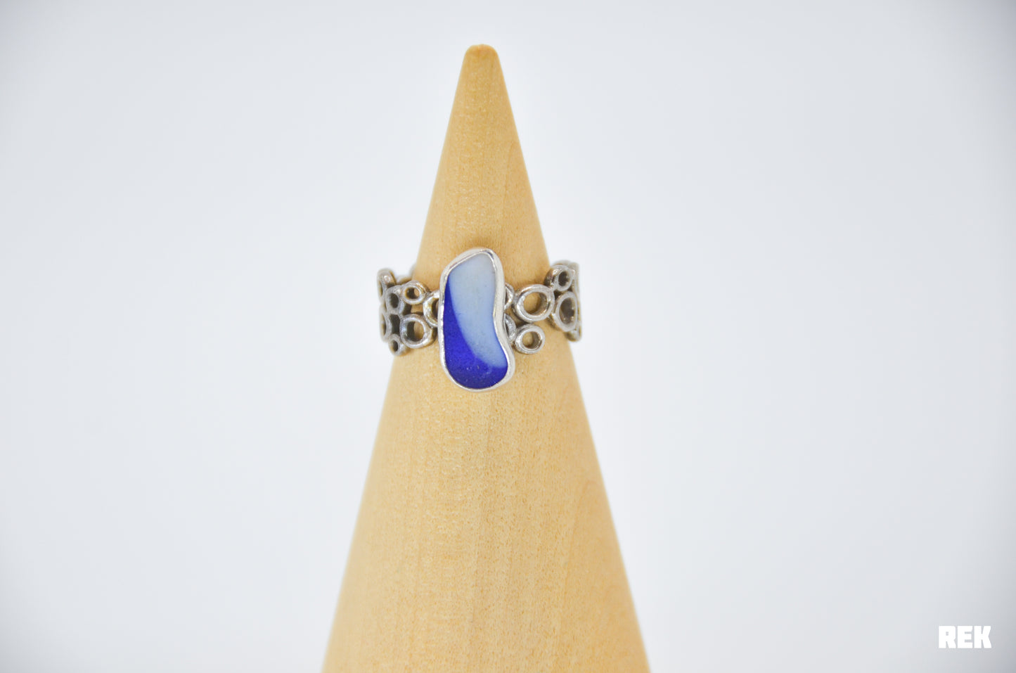 Multi white and blue sea glass size 9