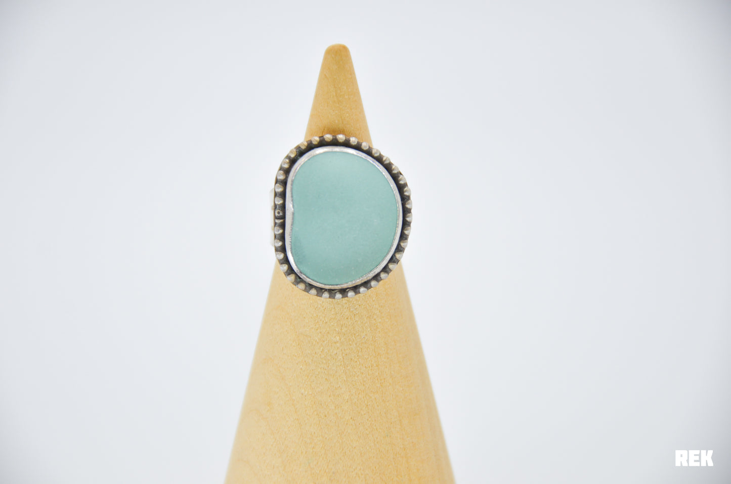 XXL Aqua sea glass bead around size 6.75