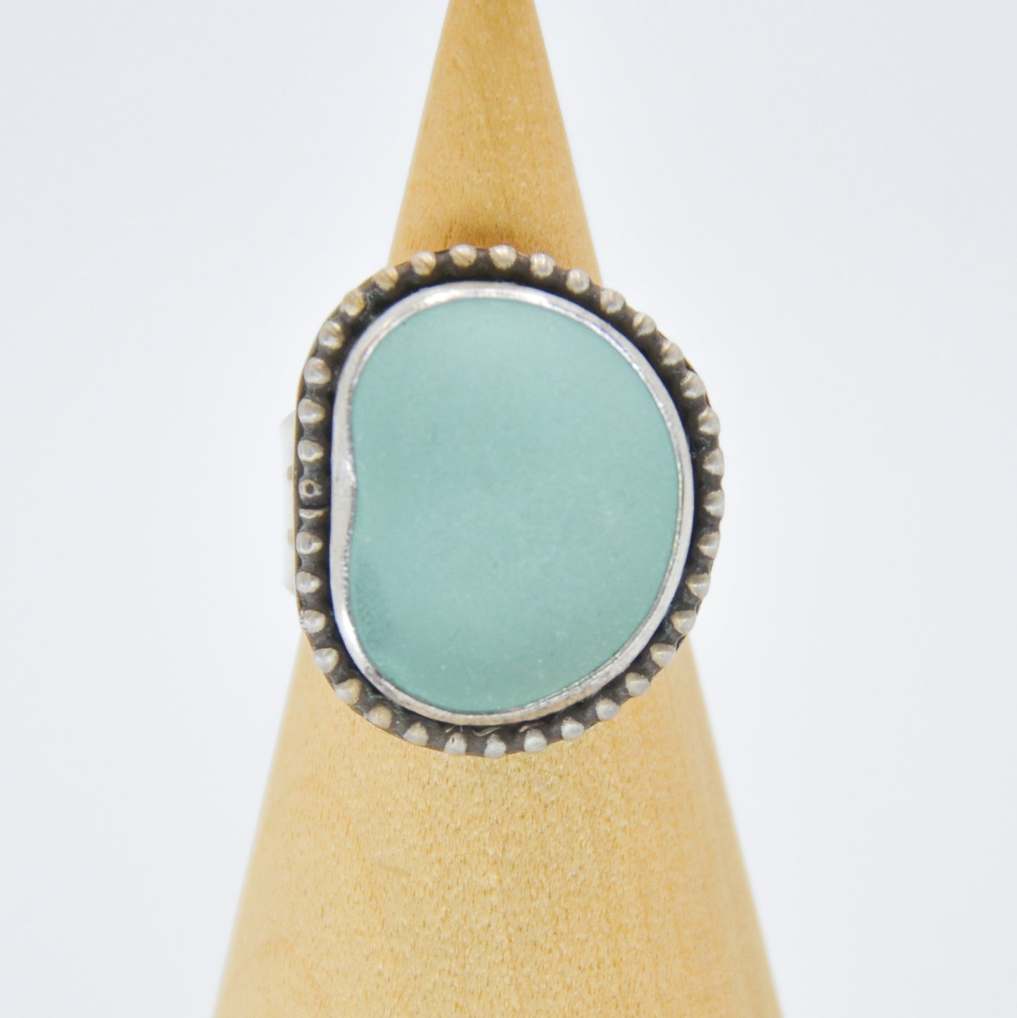 XXL Aqua sea glass bead around size 6.75