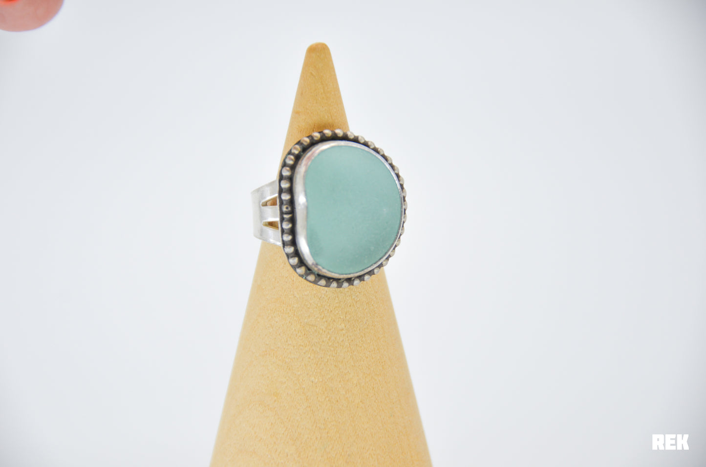 XXL Aqua sea glass bead around size 6.75