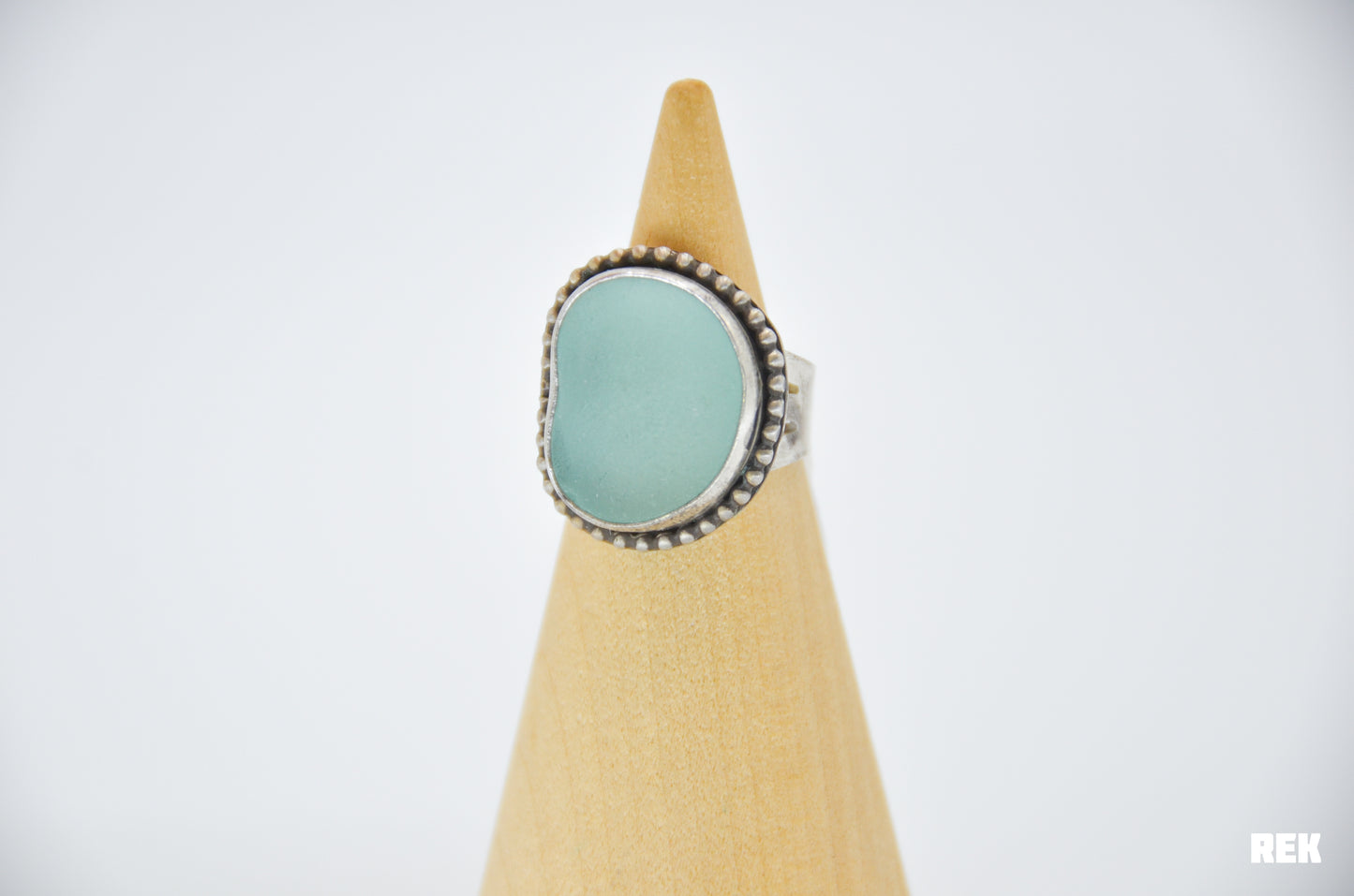 XXL Aqua sea glass bead around size 6.75