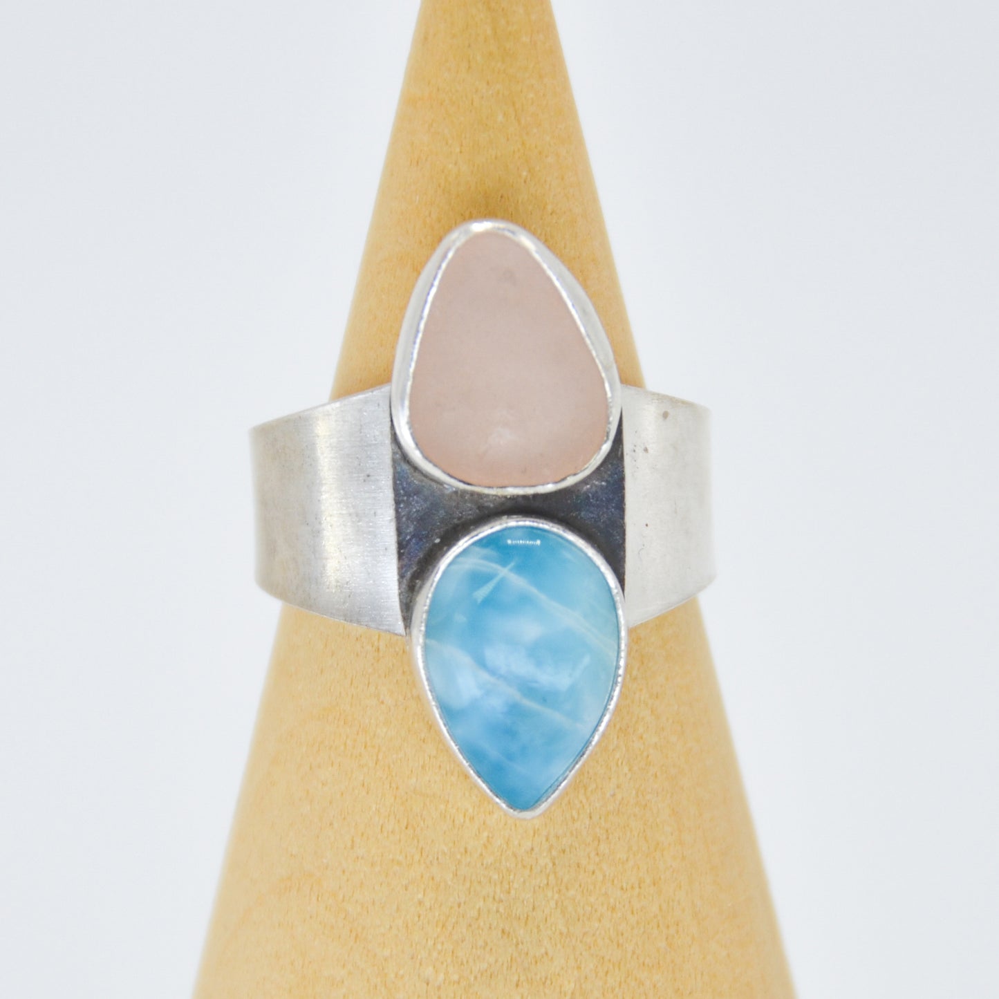 Pink sea glass and larimar size 8.75