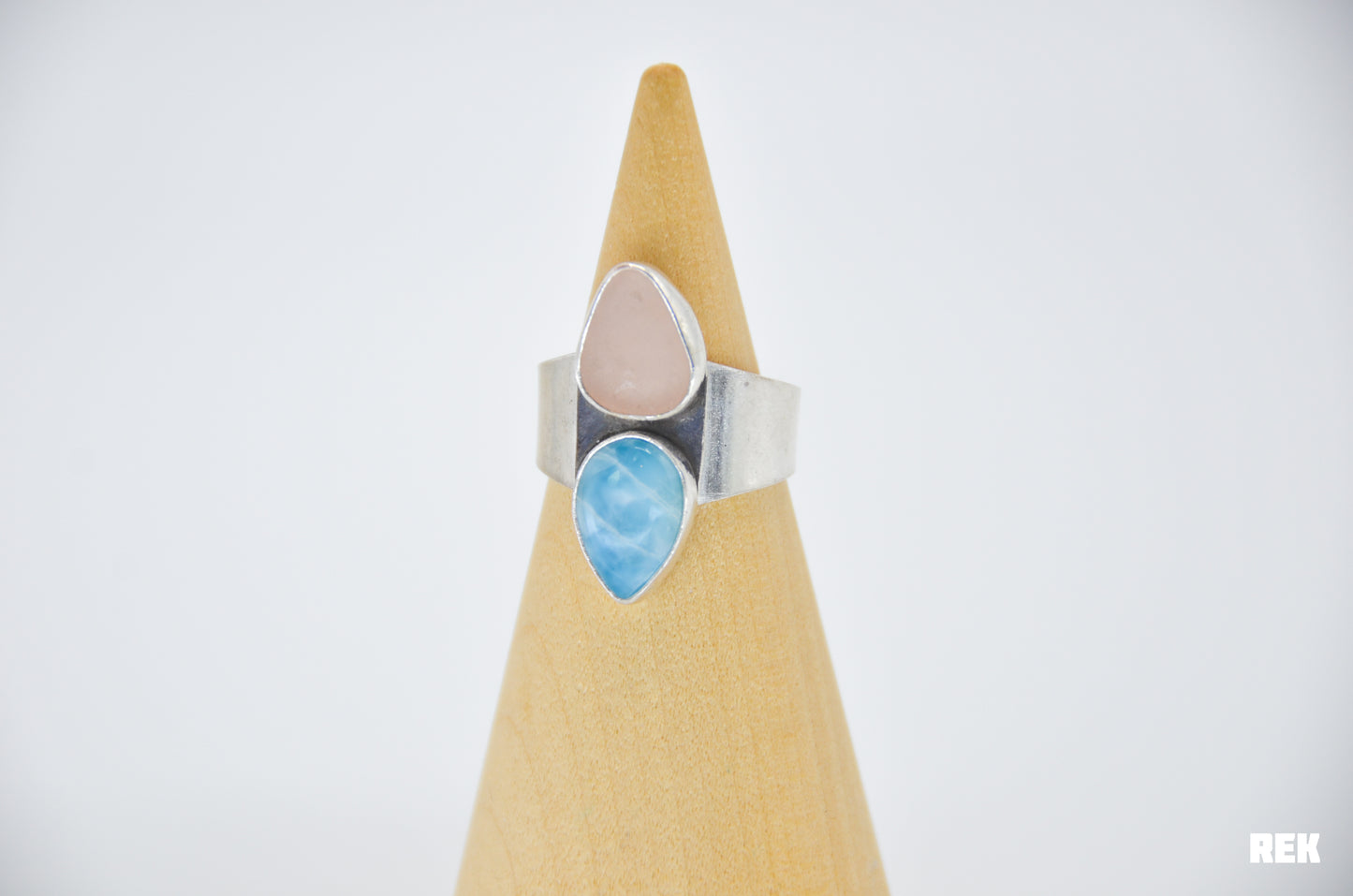 Pink sea glass and larimar size 8.75