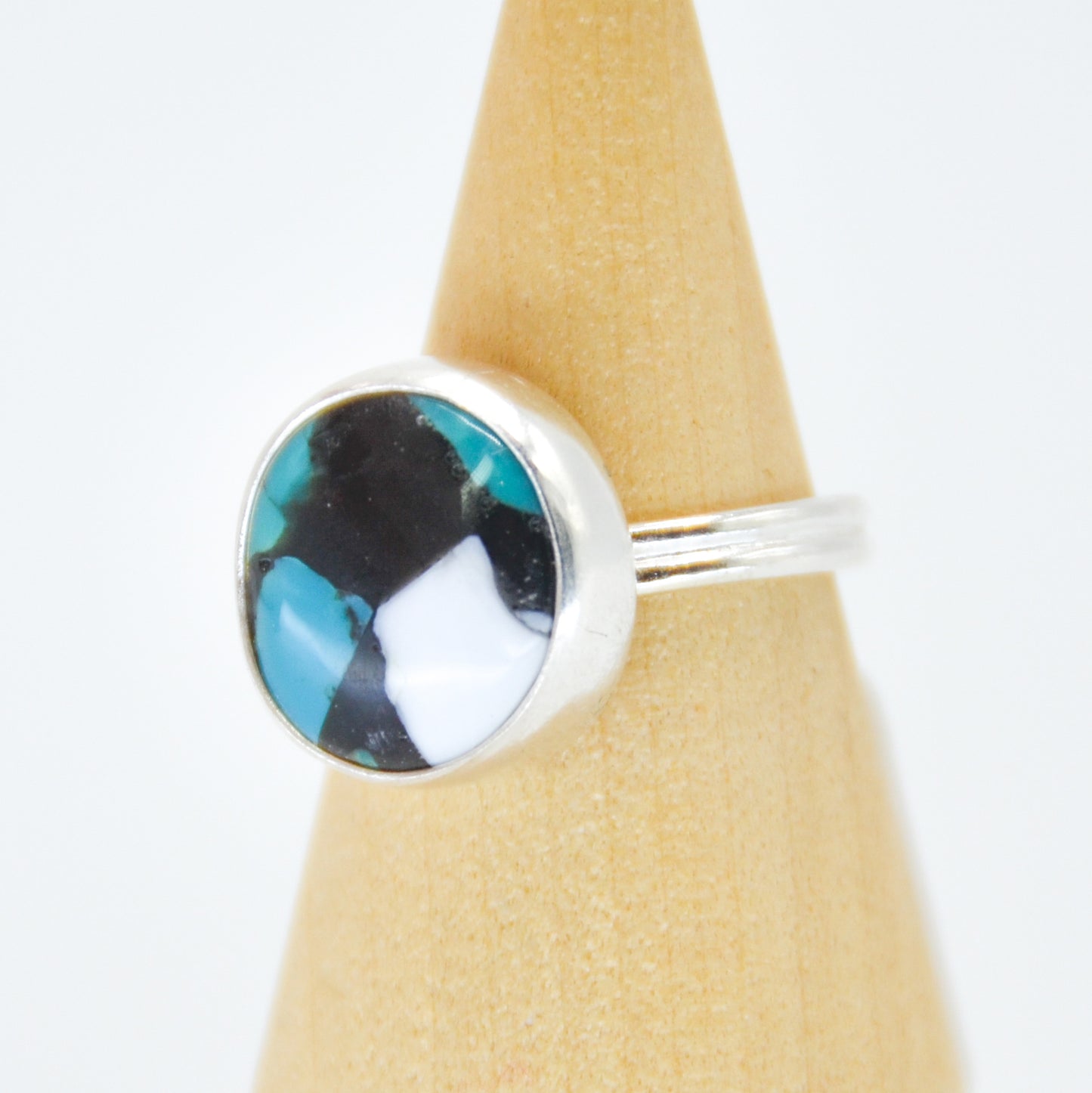 Pilot mountain turquoise and white buffalo inlay Size 6.5