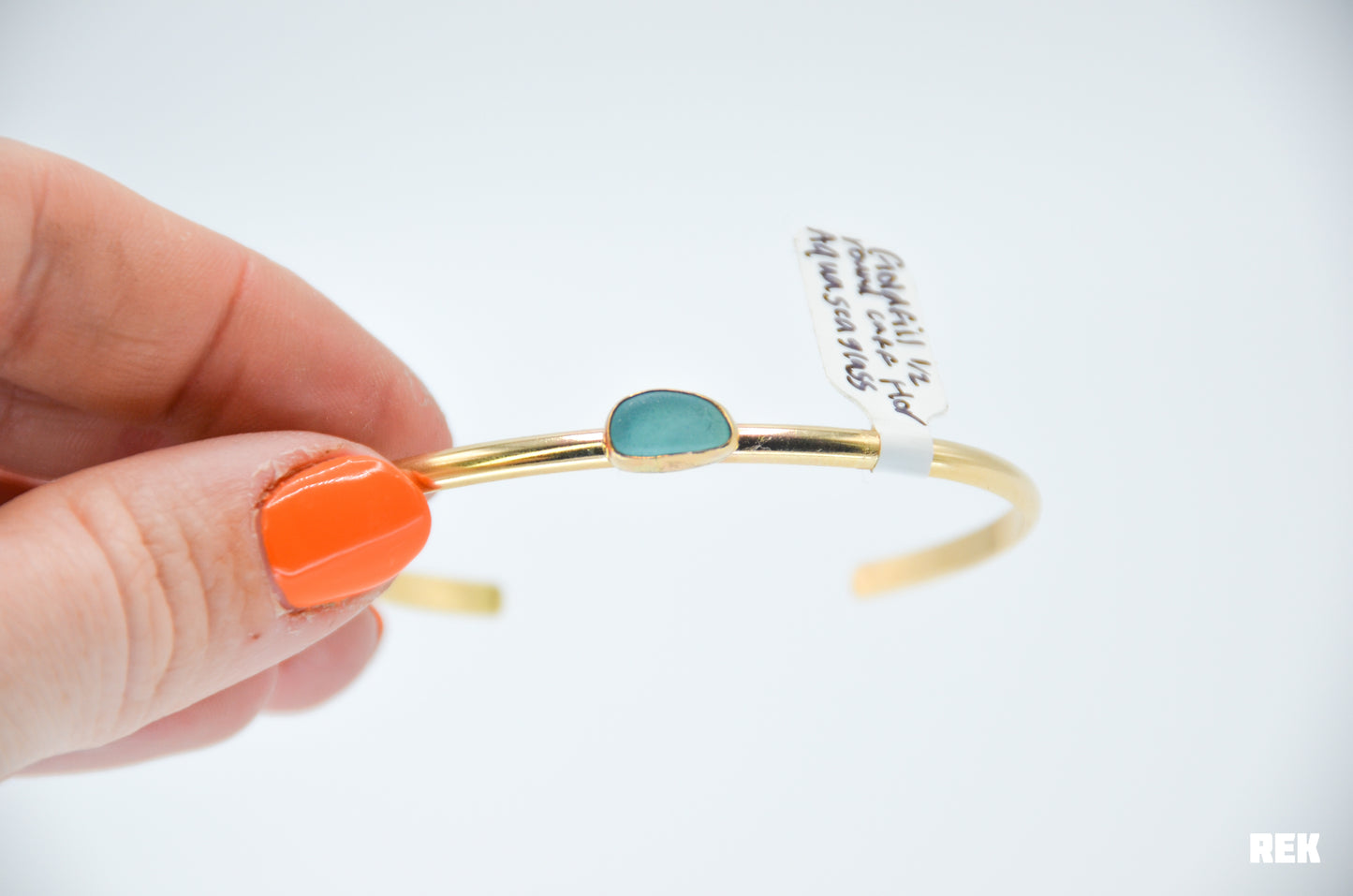 Gold fill aqua sea glass Cuff