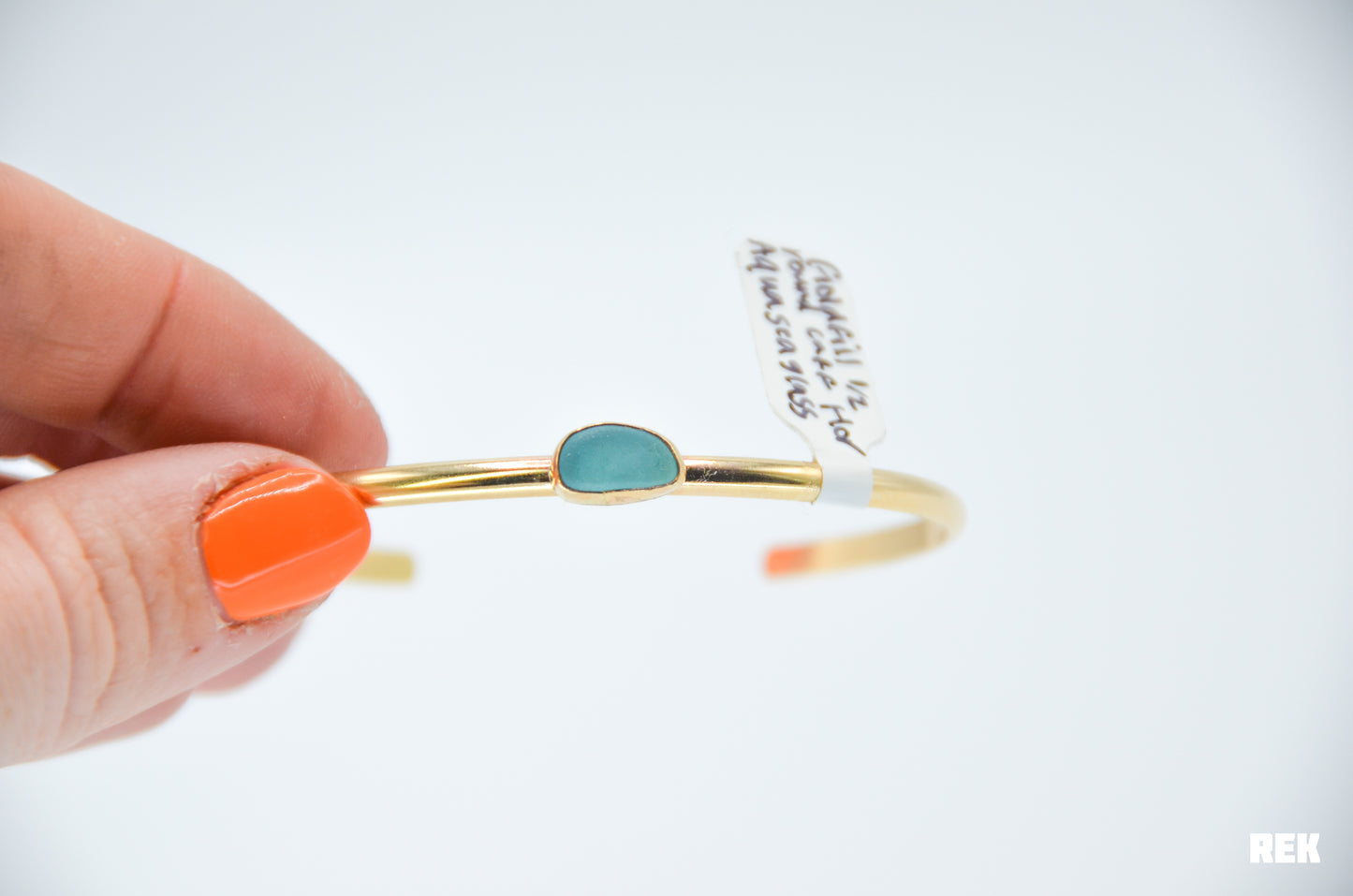Gold fill aqua sea glass Cuff