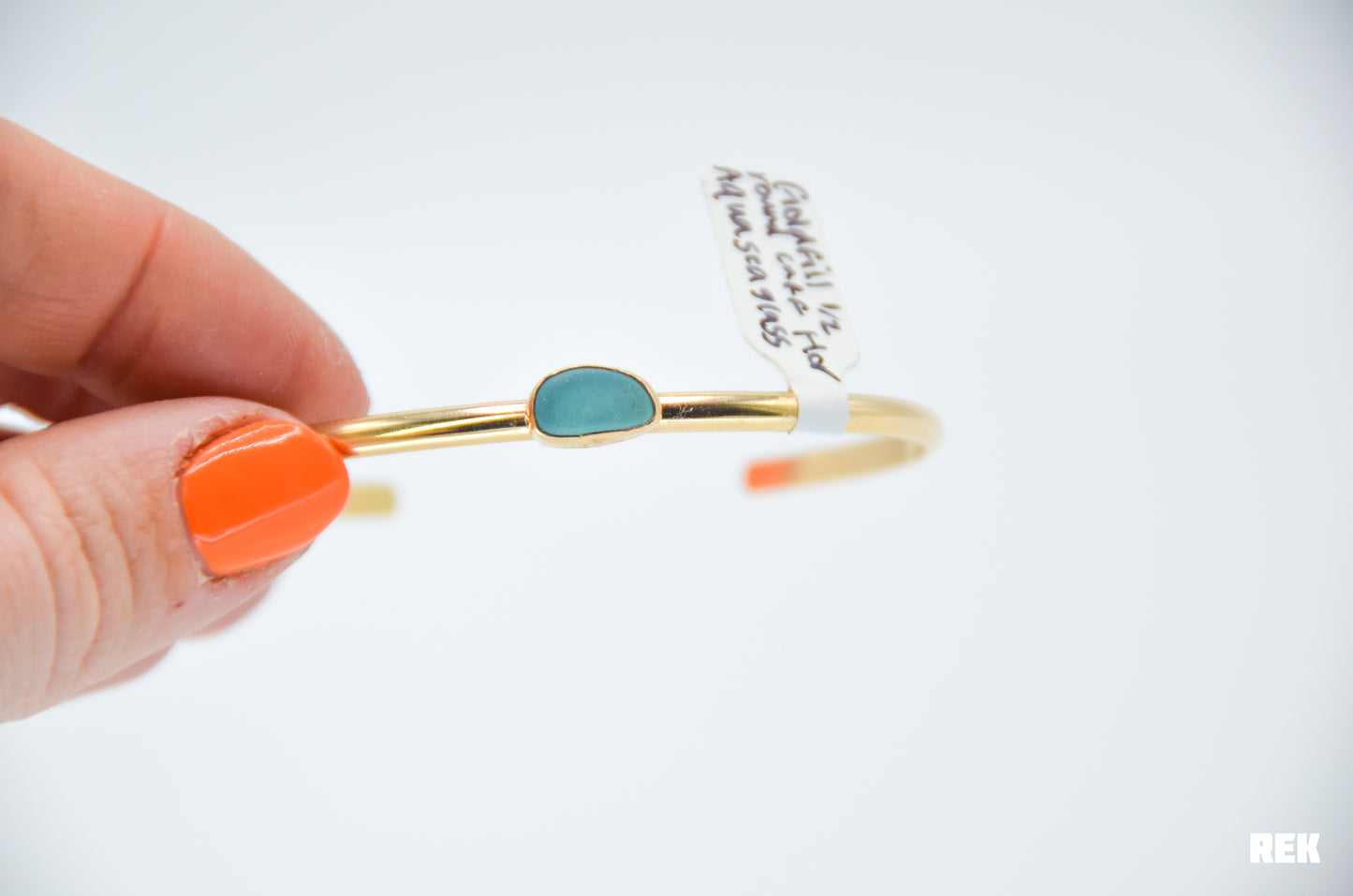 Gold fill aqua sea glass Cuff