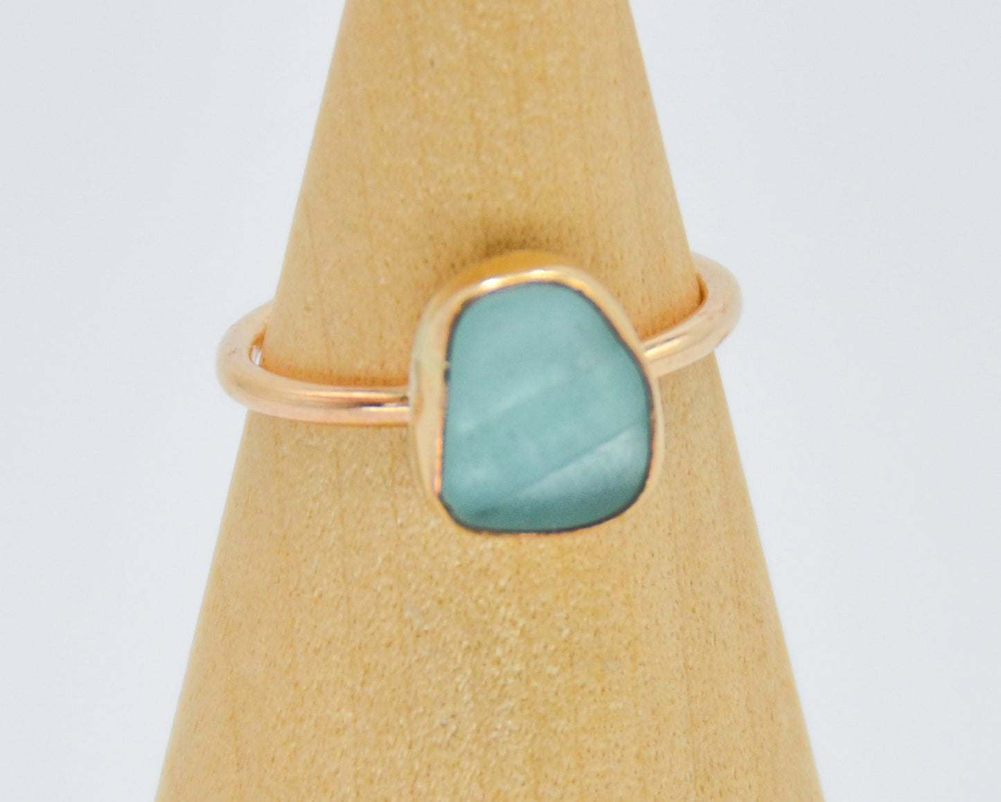 Gold Fill Aqua Sea Glass Size 6.75