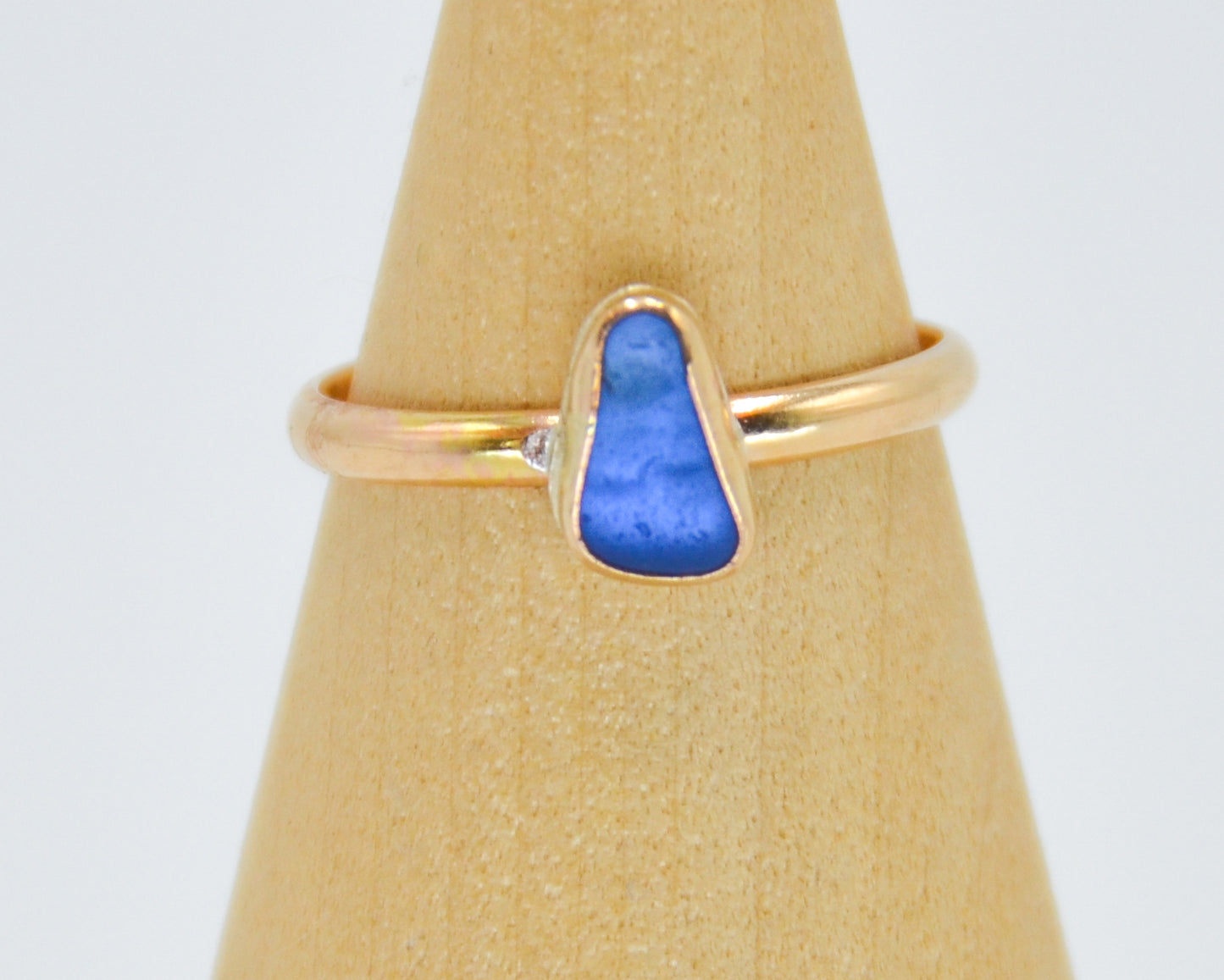 Gold Fill Cornflower Sea Glass Size 6.75