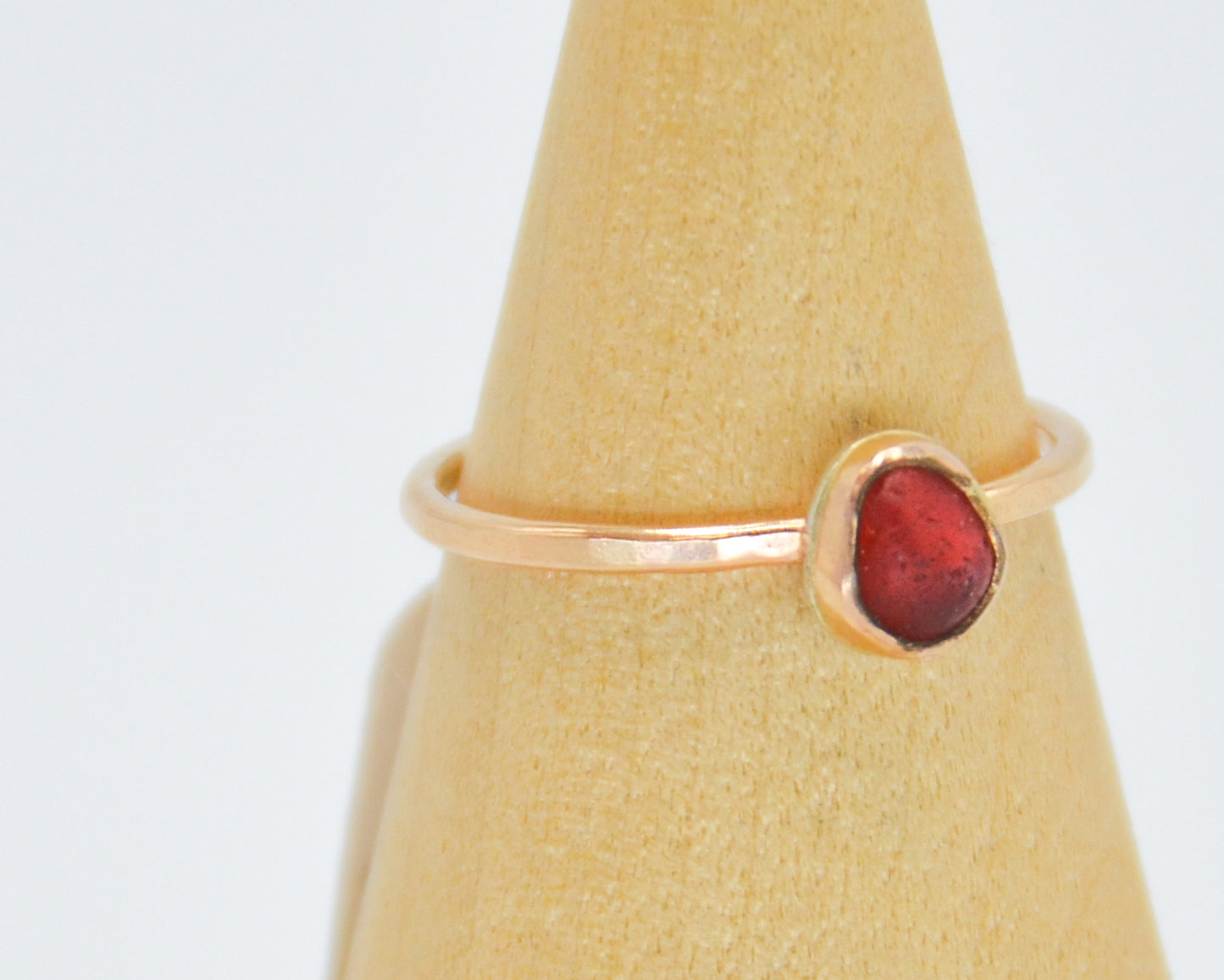 Gold Fill Red Sea Glass Size 6.25