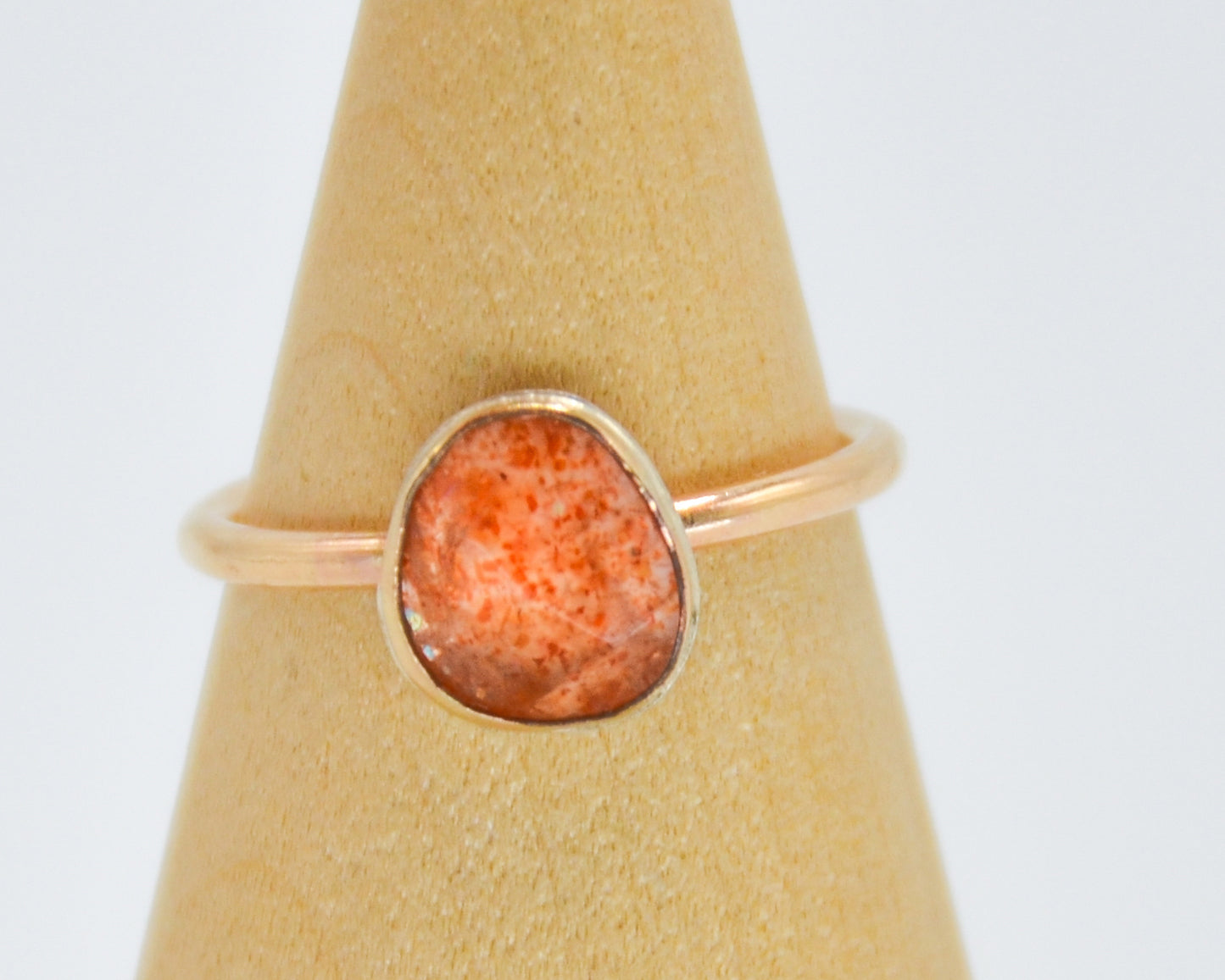 Gold Fill Rose Cut Sunstone Size 6.75
