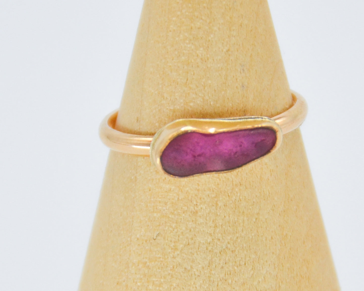 Gold Fill Purple Sea Glass size 7.25