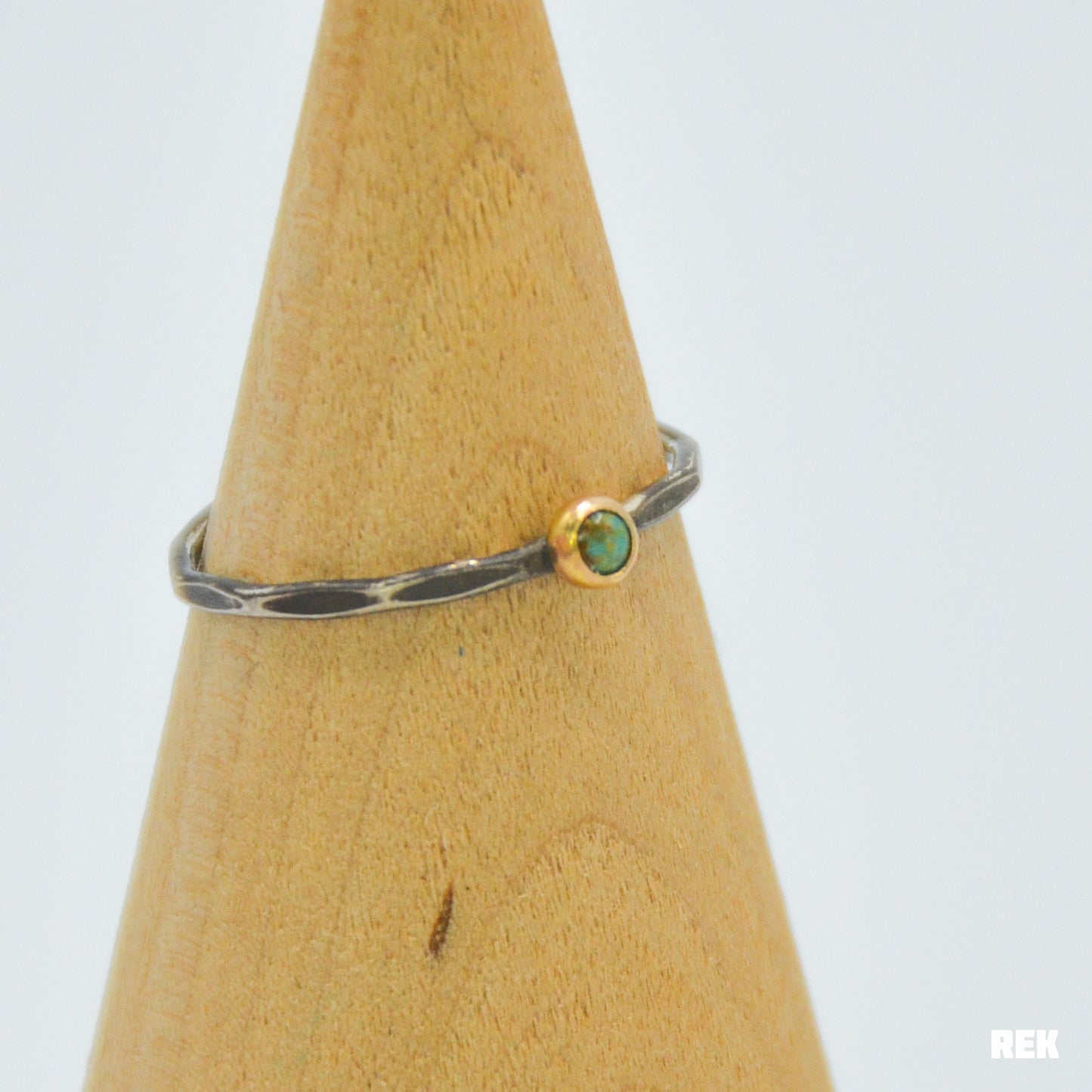 14k solid yellow gold silver band 3mm kingman turquoise size 8.5