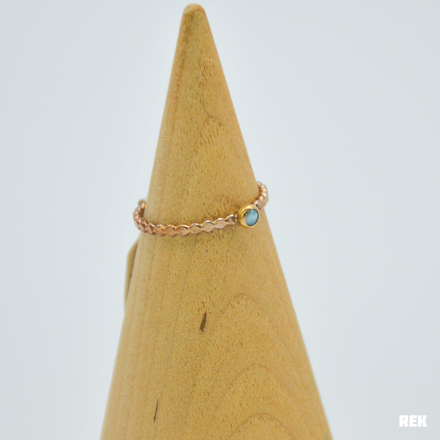 14k solid yellow gold and silver band 3mm larimar