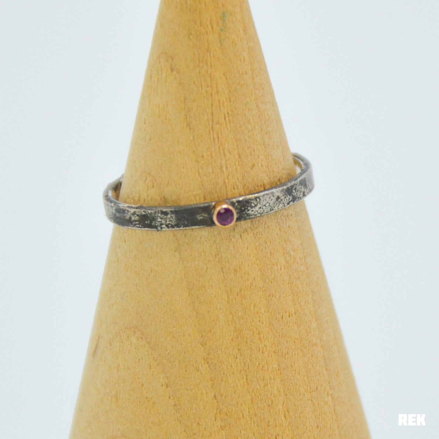 14k solid yellow gold and silver band 1.75mm ruby size 7.75