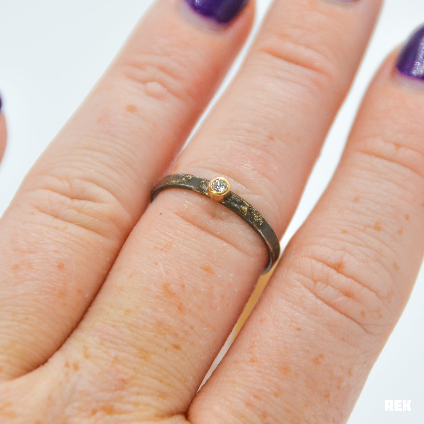 14k Solid yellow gold and silver band 2.25mm Diamond size 7.5