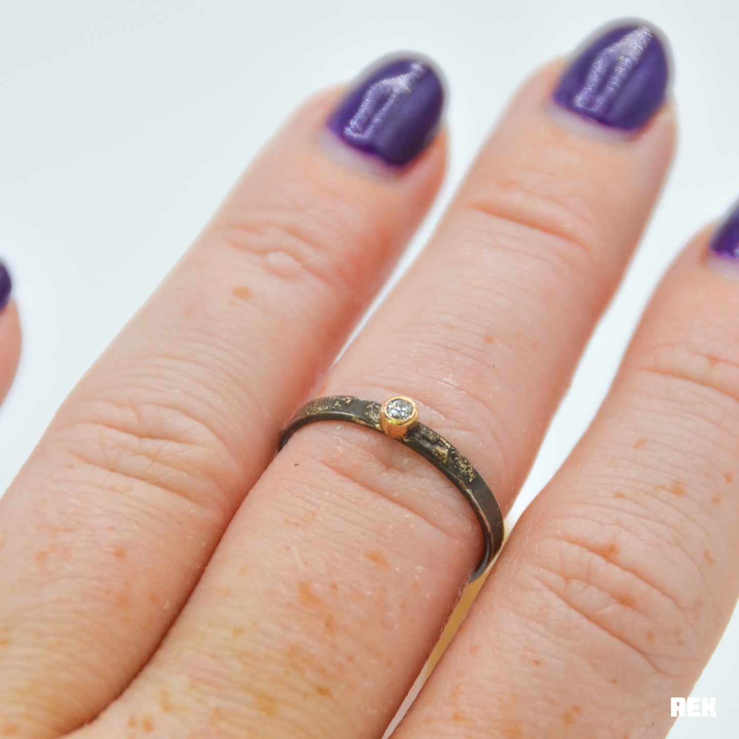 14k Solid yellow gold and silver band 2.25mm Diamond size 7.5
