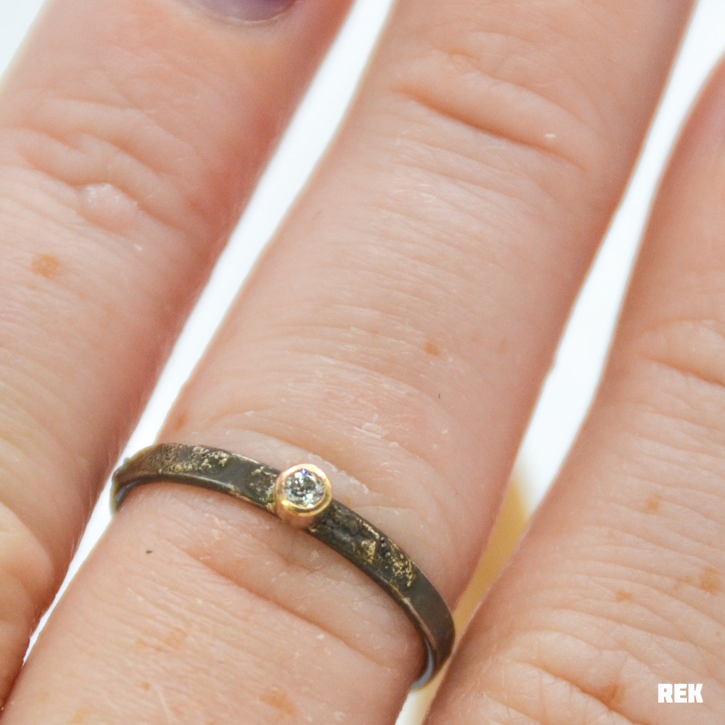 14k Solid yellow gold and silver band 2.25mm Diamond size 7.5