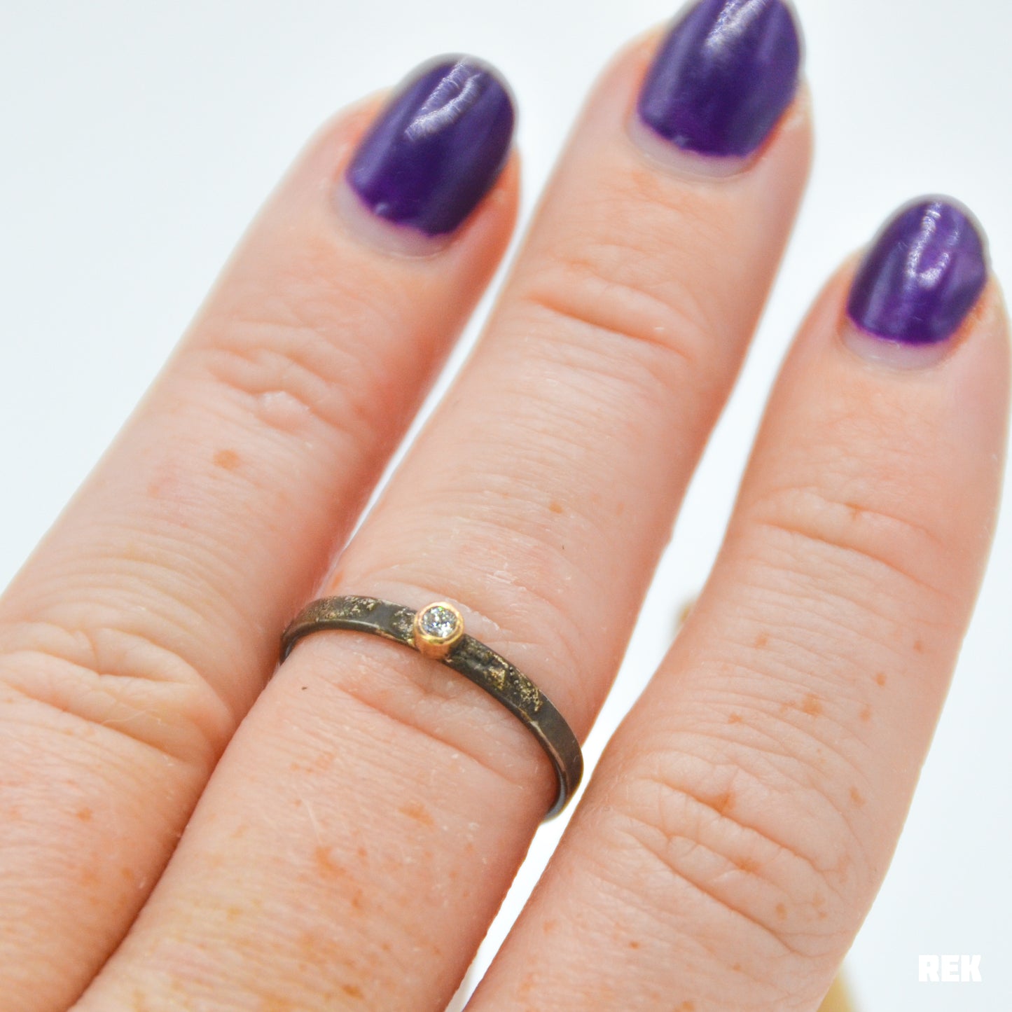 14k Solid yellow gold and silver band 2.25mm Diamond size 7.5