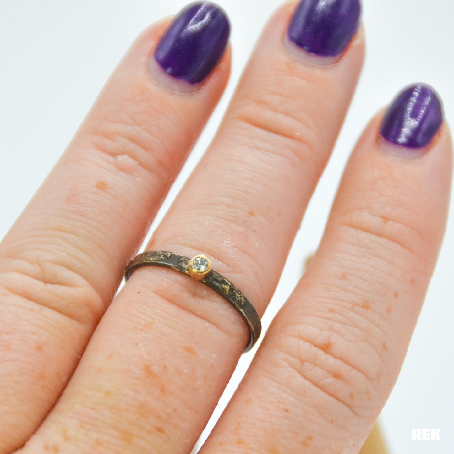 14k Solid yellow gold and silver band 2.25mm Diamond size 7.5