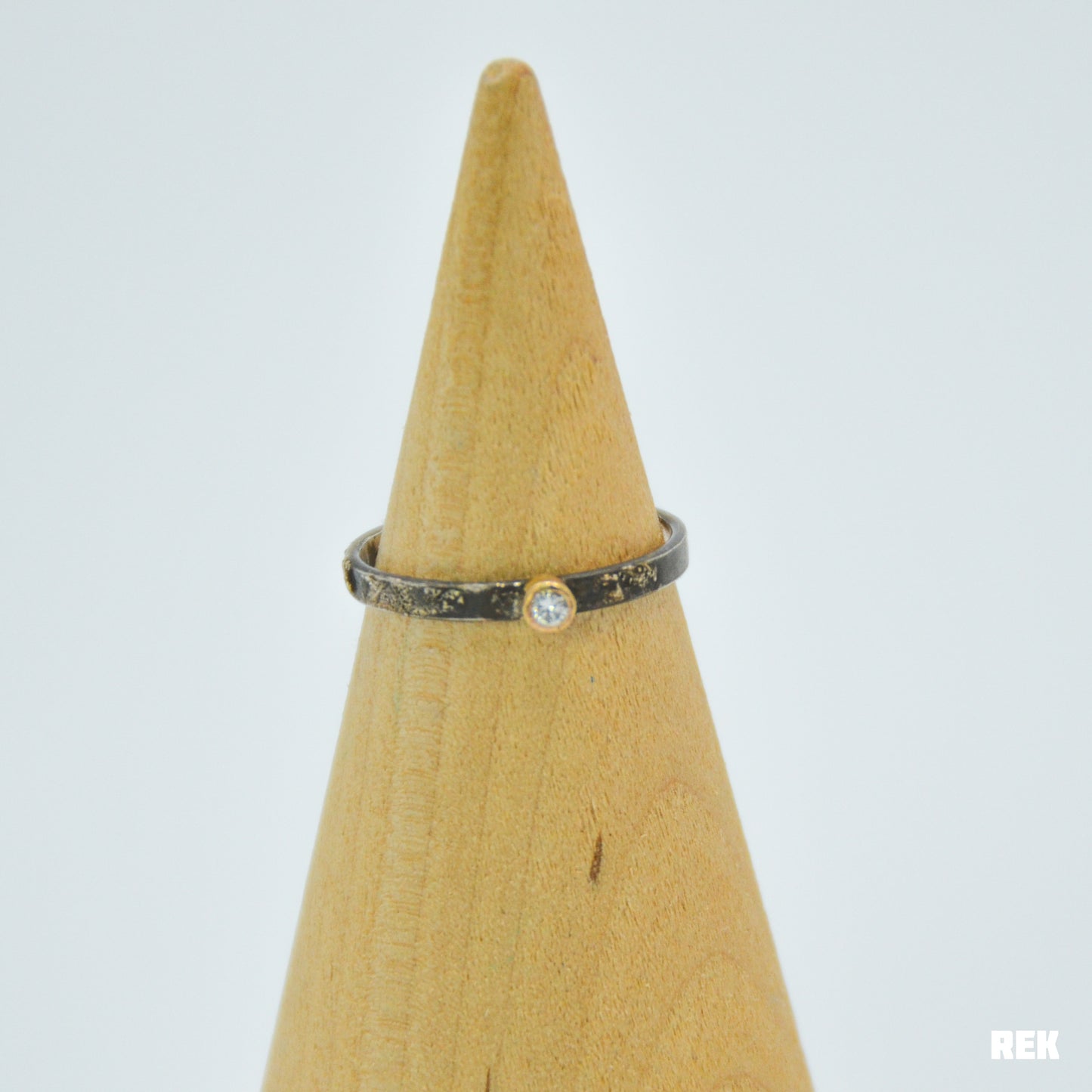 14k Solid yellow gold and silver band 2.25mm Diamond size 7.5