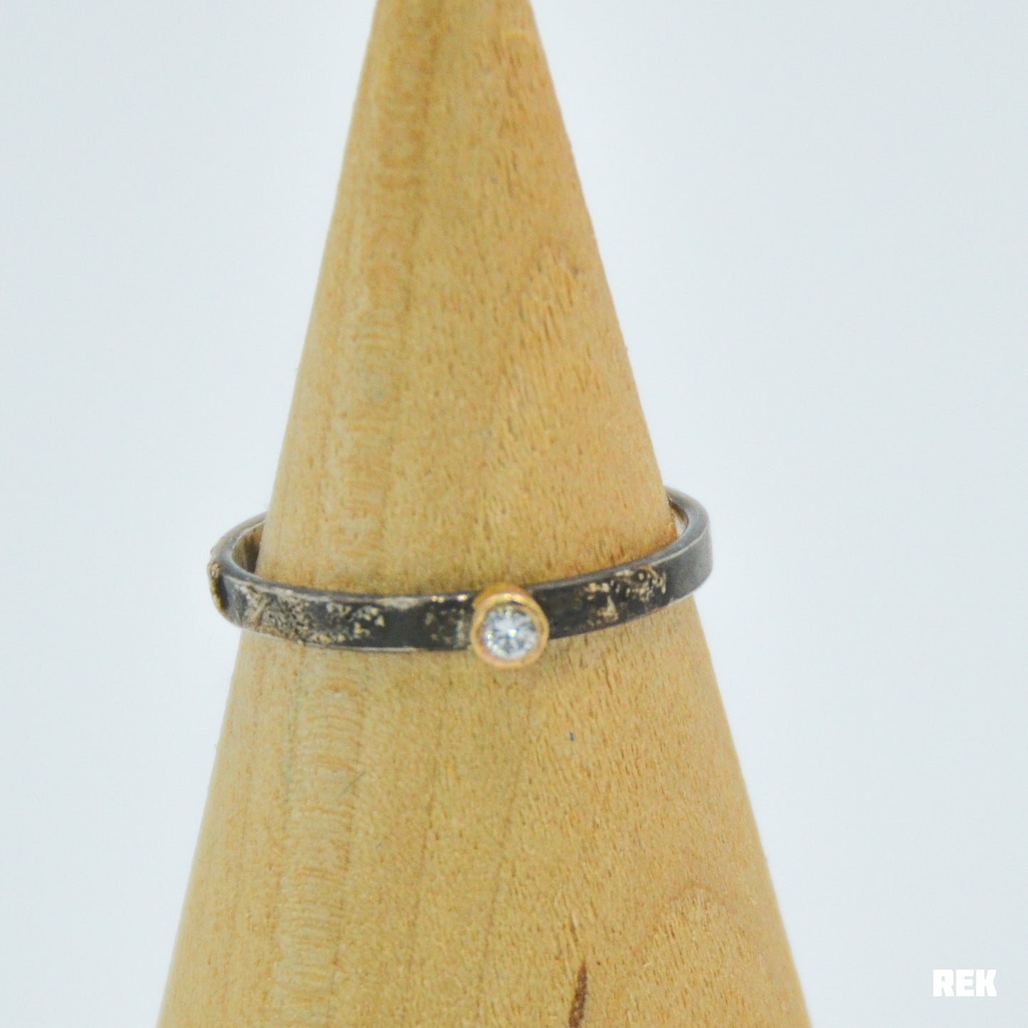 14k Solid yellow gold and silver band 2.25mm Diamond size 7.5