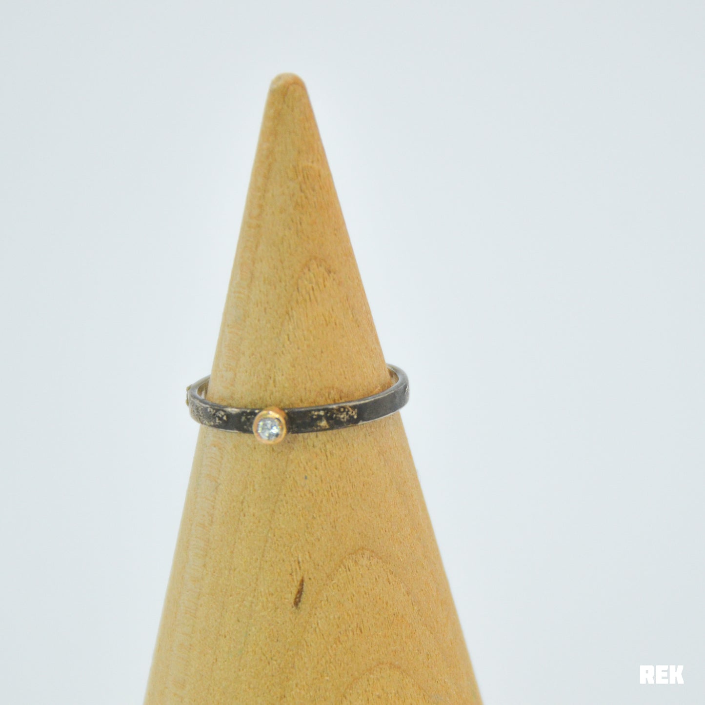 14k Solid yellow gold and silver band 2.25mm Diamond size 7.5