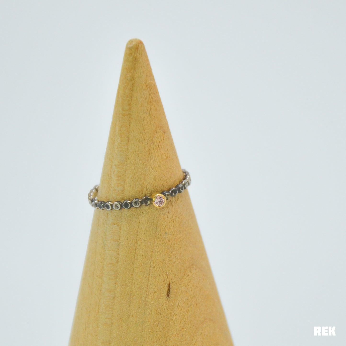 14k Solid yellow gold sterling silver band and 2mm morganite size 6.25