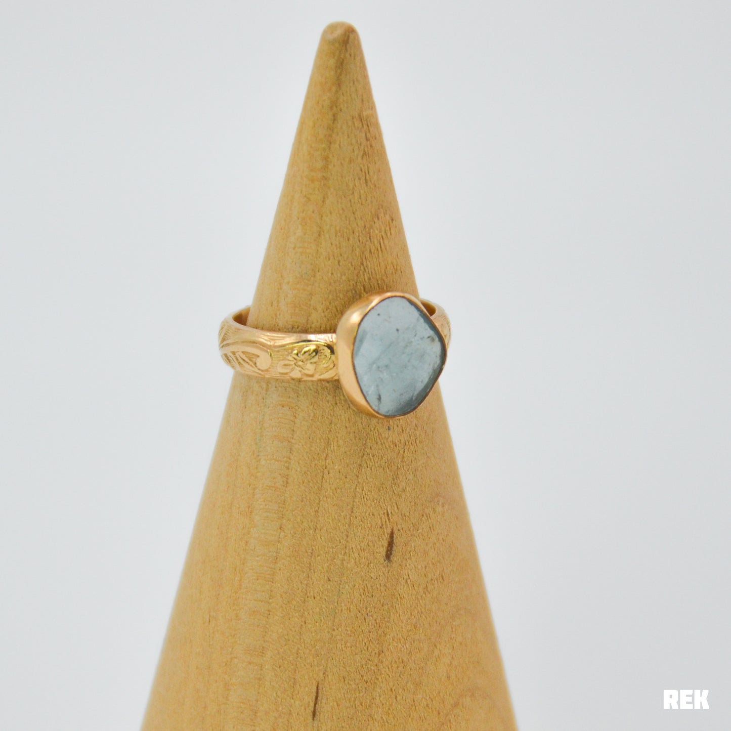 Gold fill rose cut aquamarine Size 7.25