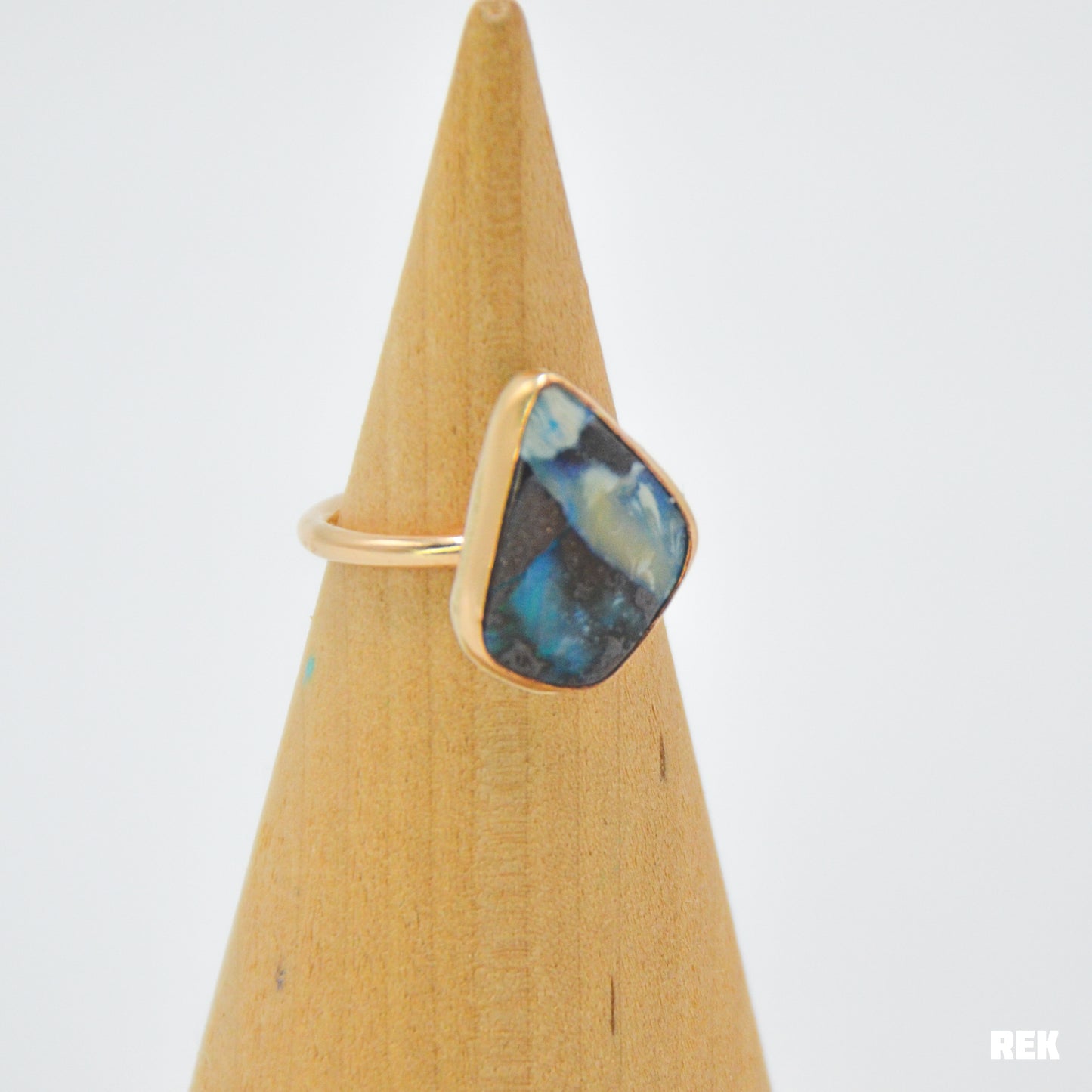 Gold Fill Chunky Australian Boulder Opal Size 8