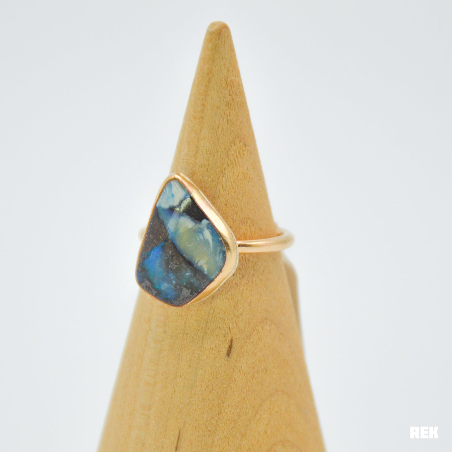 Gold Fill Chunky Australian Boulder Opal Size 8