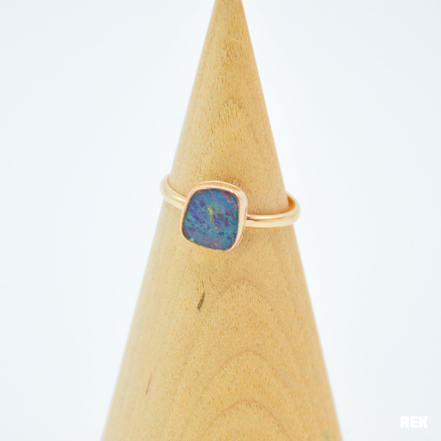 Gold fill geometric australian opal size 8.75