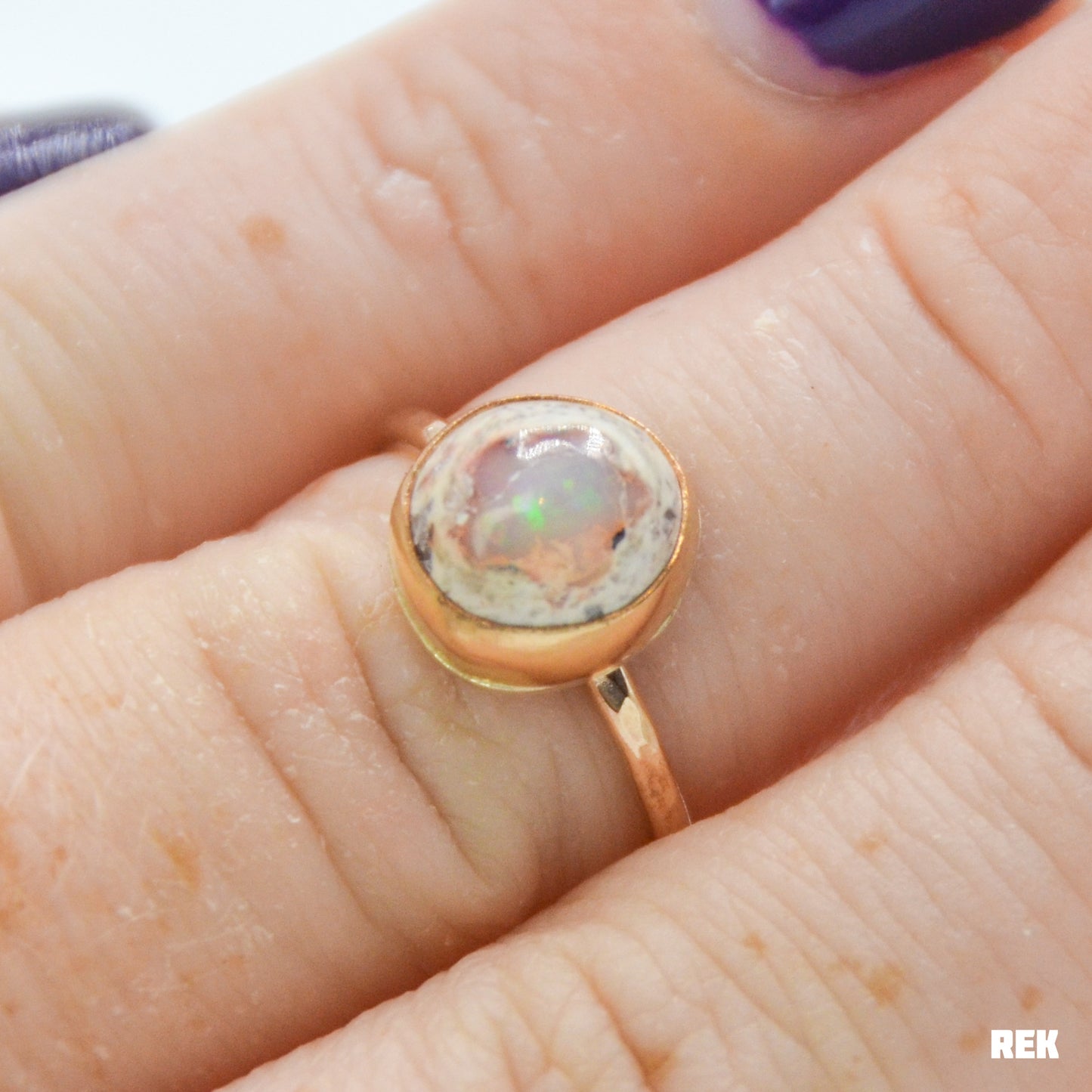 Gold fill Mexican Fire Opal Size 6.5