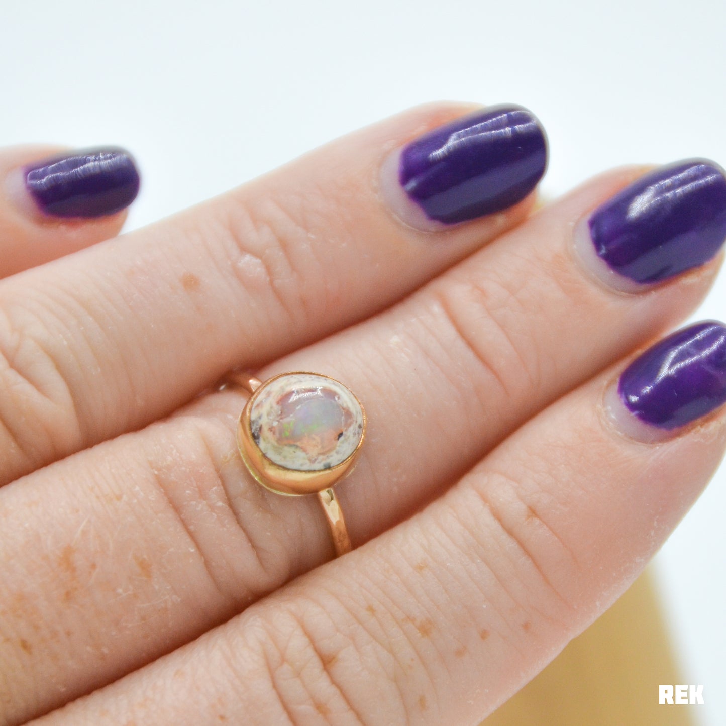 Gold fill Mexican Fire Opal Size 6.5